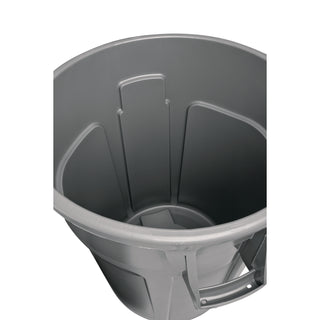 Vented Round Brute Container, 44 gal, Plastic, Gray