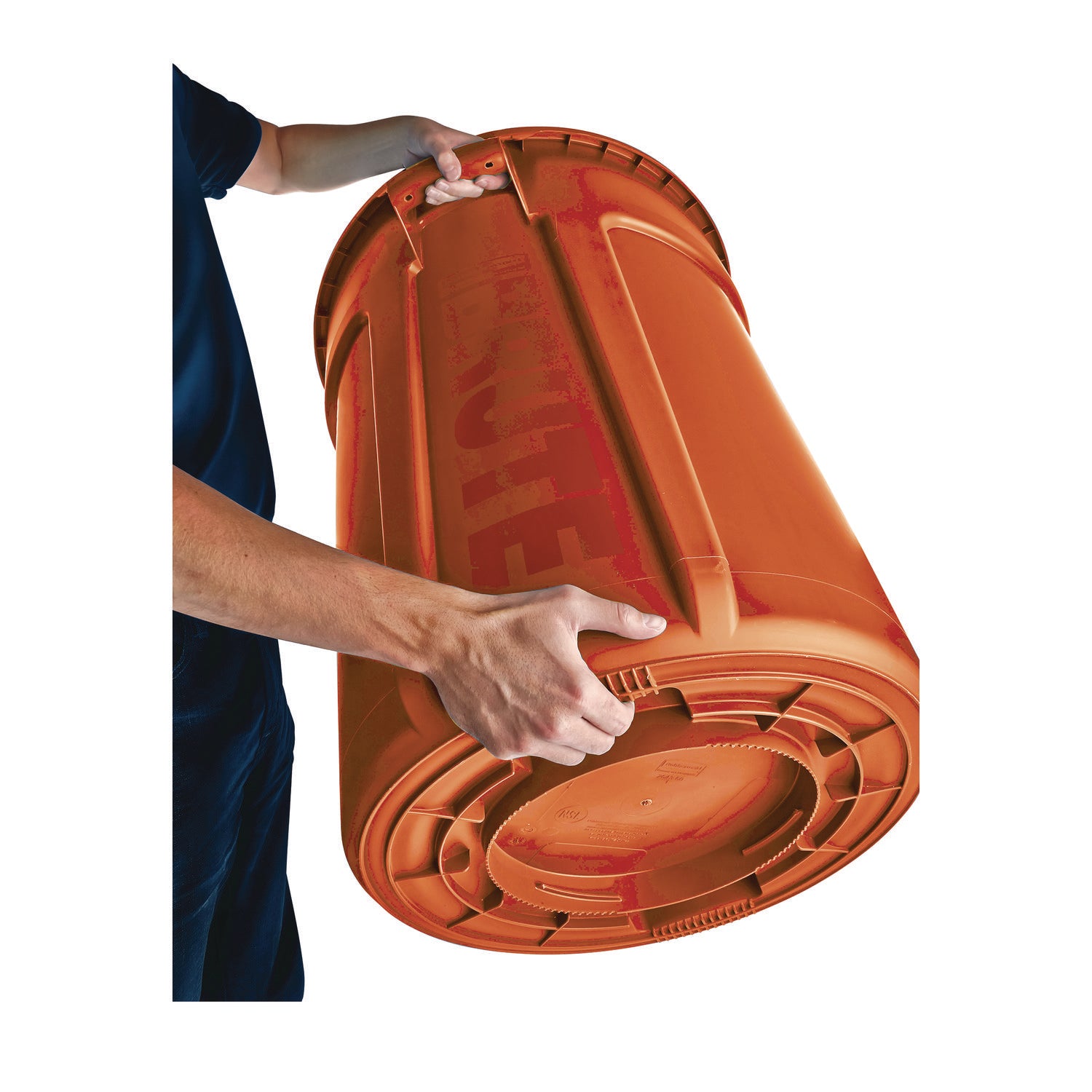 Brute Round Container, 44 gal, Plastic, Orange - 7