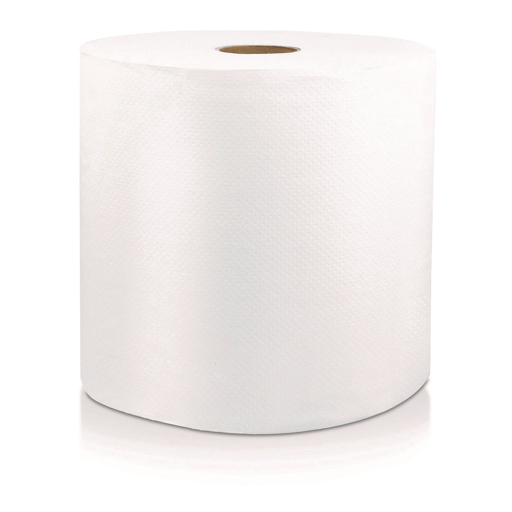 Livi Solaris Paper Hardwound Paper Towels - 1 Ply - 8" x 800 ft - White - Virgin Fiber - Embossed, Absorbent, Durable - For Hand - 6 / Carton