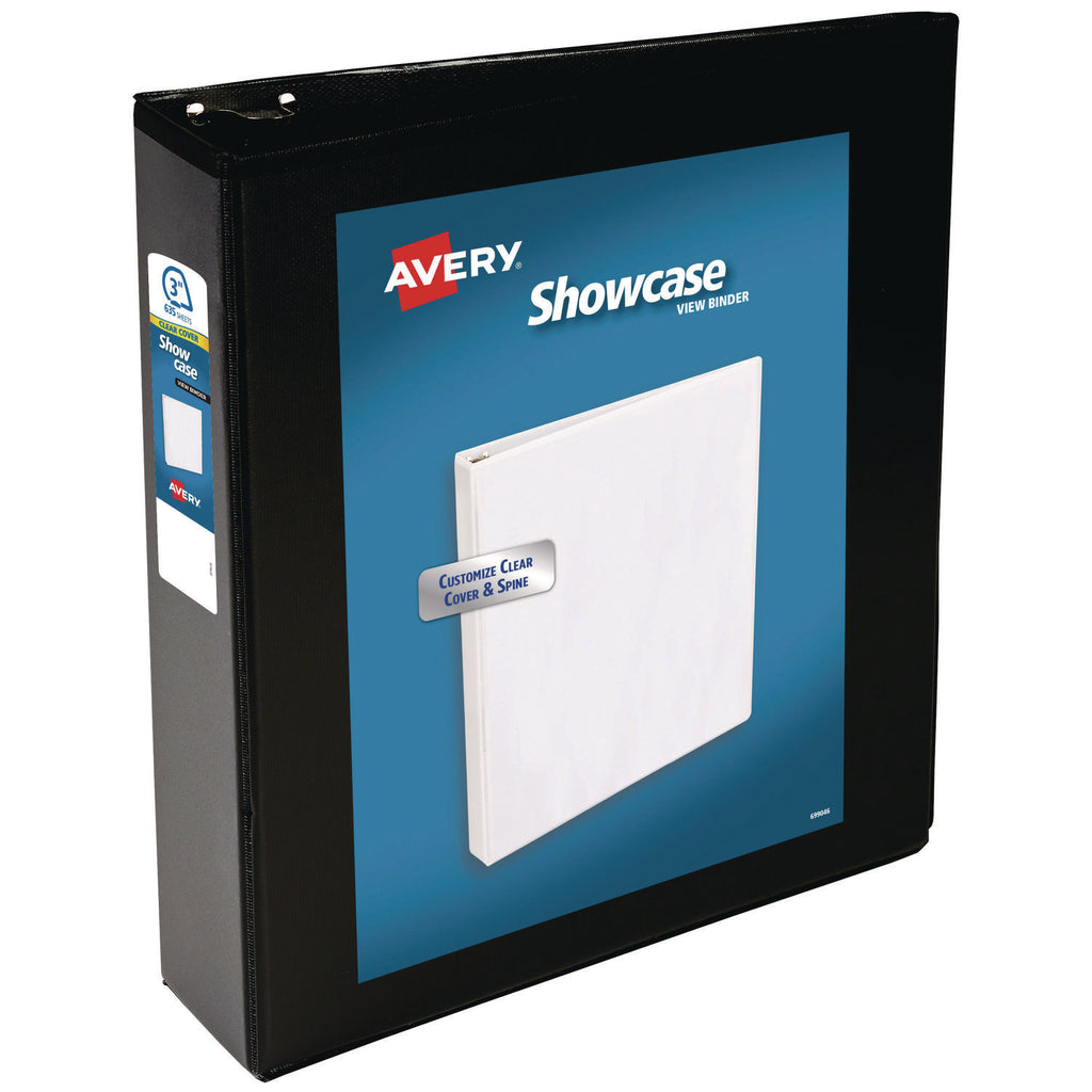Showcase Economy View Binder with Round Rings, 3 Rings, 3" Capacity, 11 x 8.5, Black