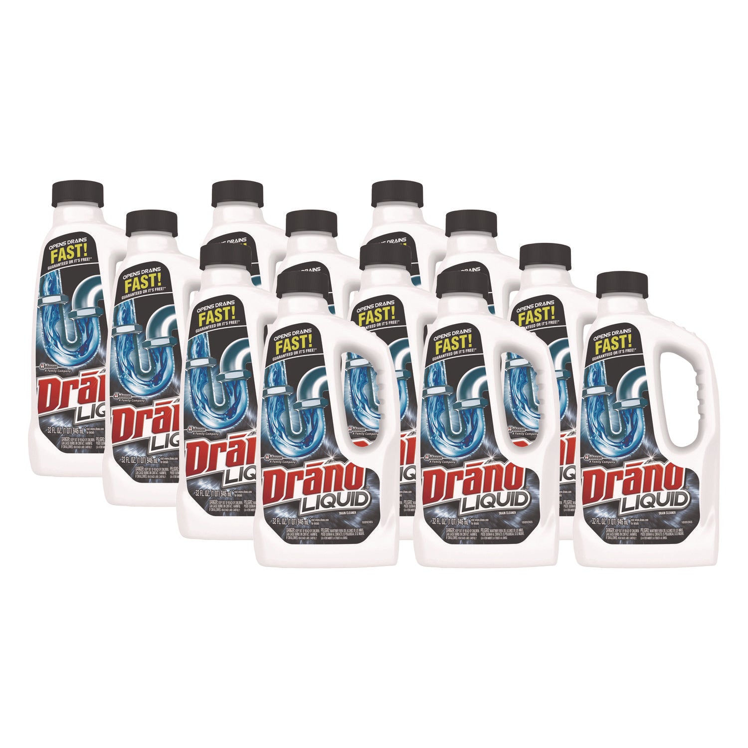 Liquid Drain Cleaner, 32 oz Safety Cap Bottle, 12/Carton - 1