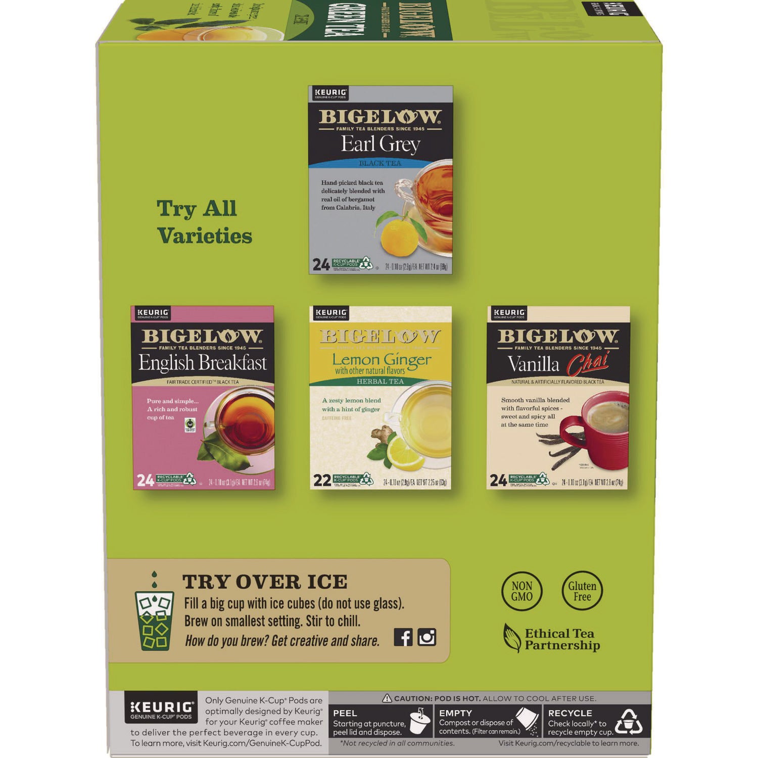 Green Tea K-Cup Pack, 24/Box, 4 Box/Carton - 3