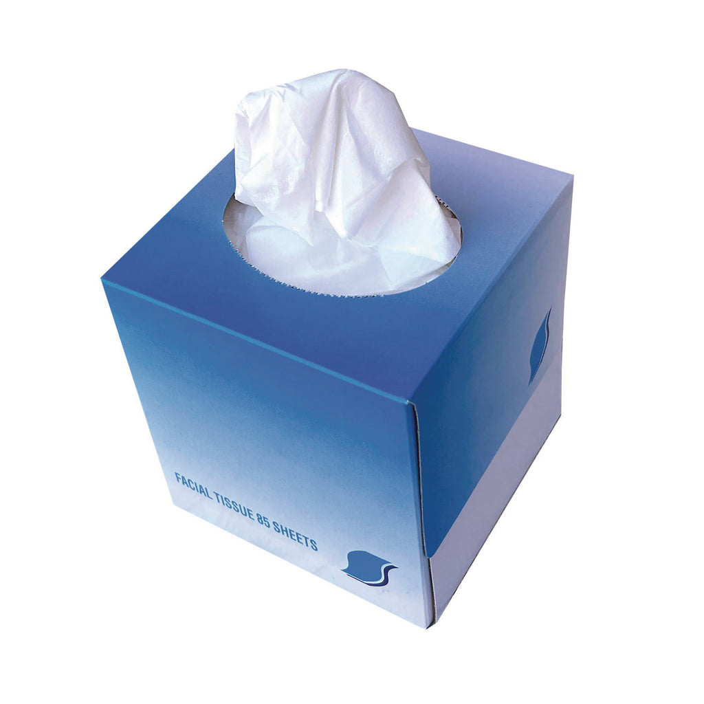 Facial Tissue Cube Box, 2-Ply, White, 85 Sheets/Box, 36 Boxes/Carton - 2