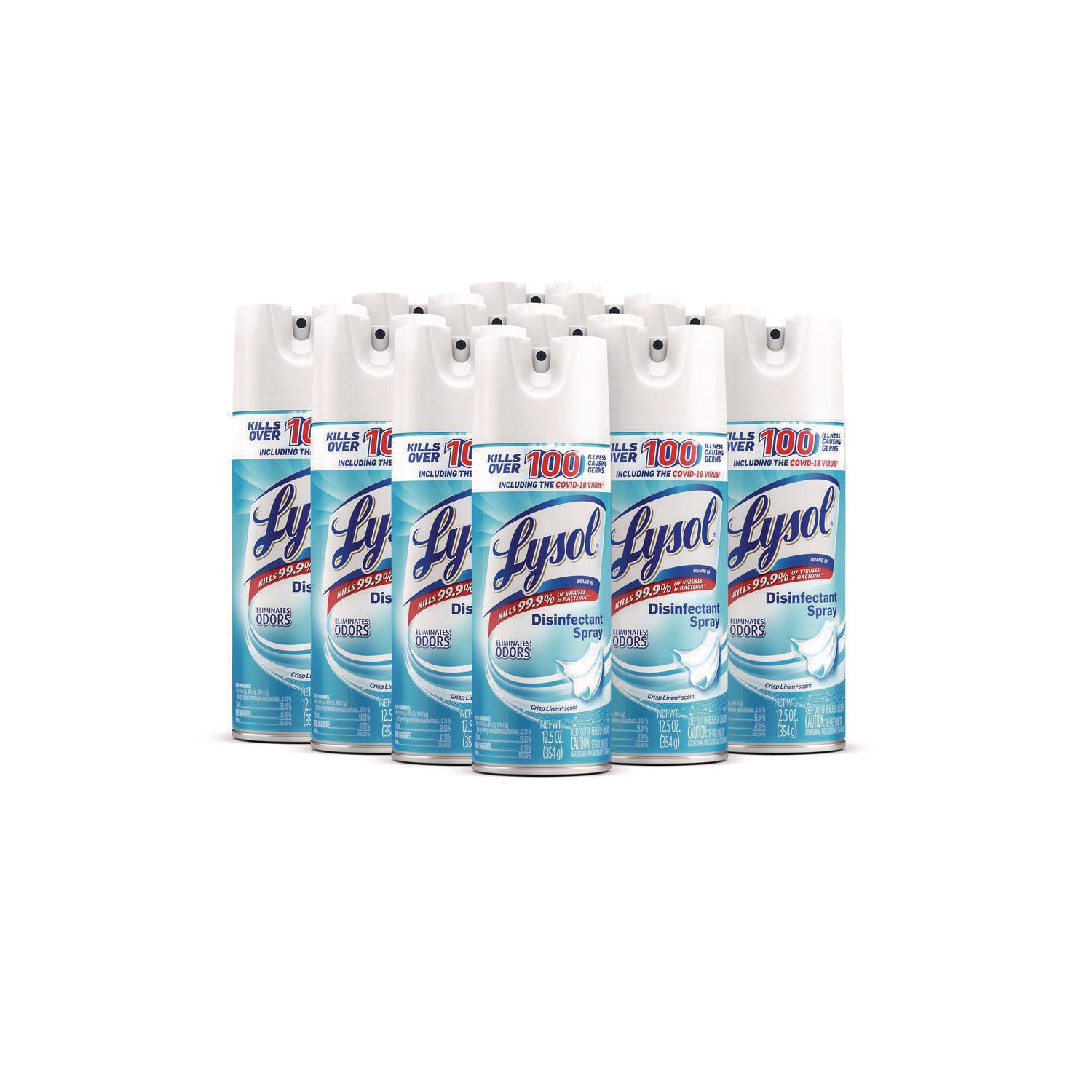 Disinfectant Spray, Crisp Linen Scent, 12.5 oz Aerosol Spray, 12/Carton