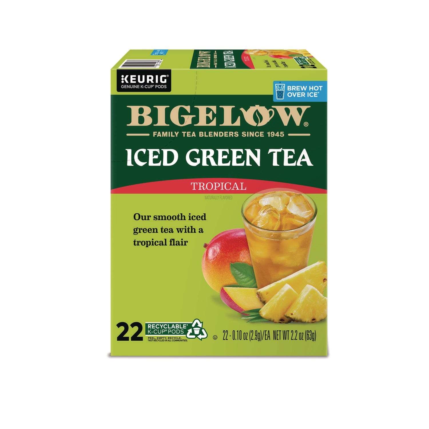 Tropical Iced Green Tea, K-Cup, 0.10 oz, 22/Box - 1