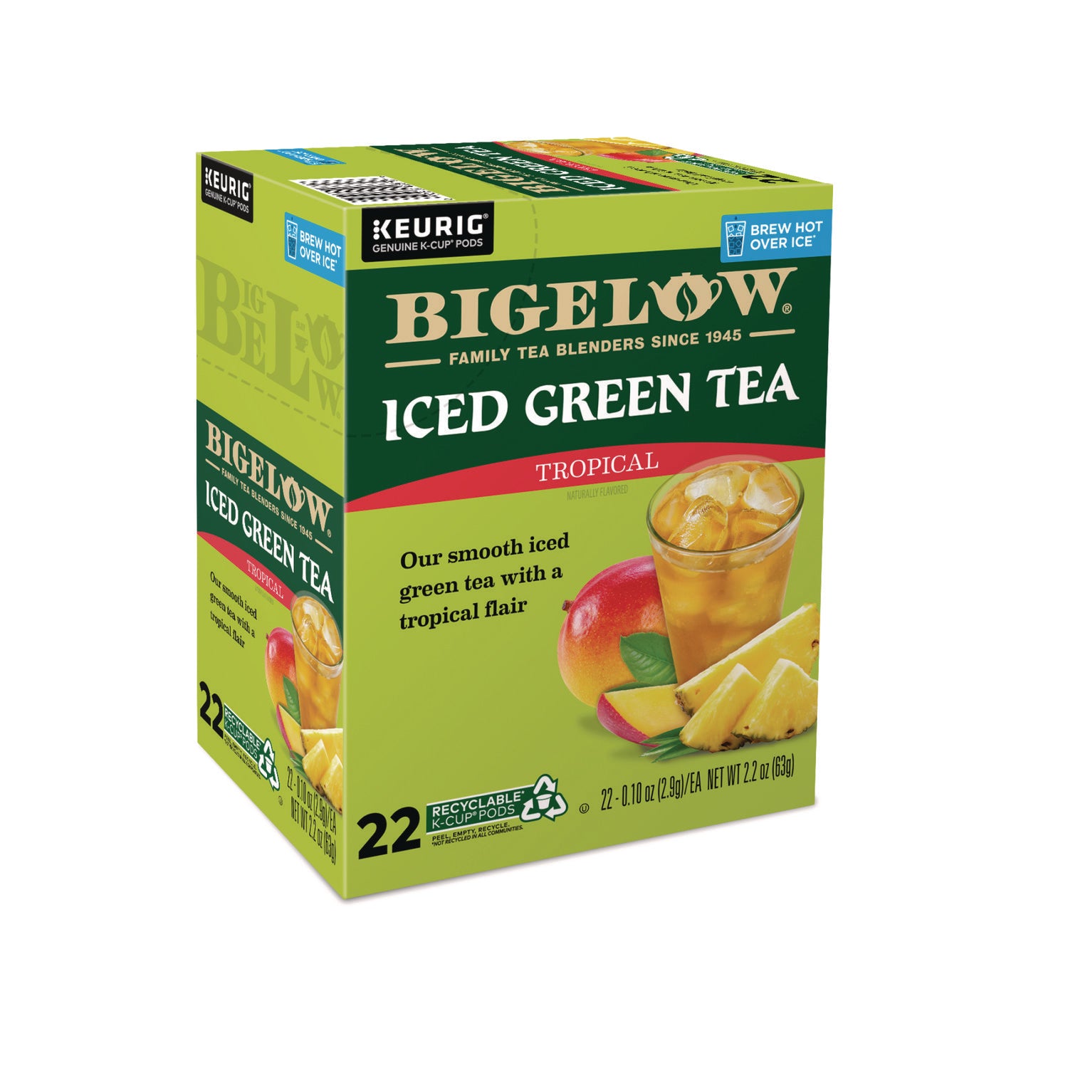 Tropical Iced Green Tea, K-Cup, 0.10 oz, 22/Box - 2