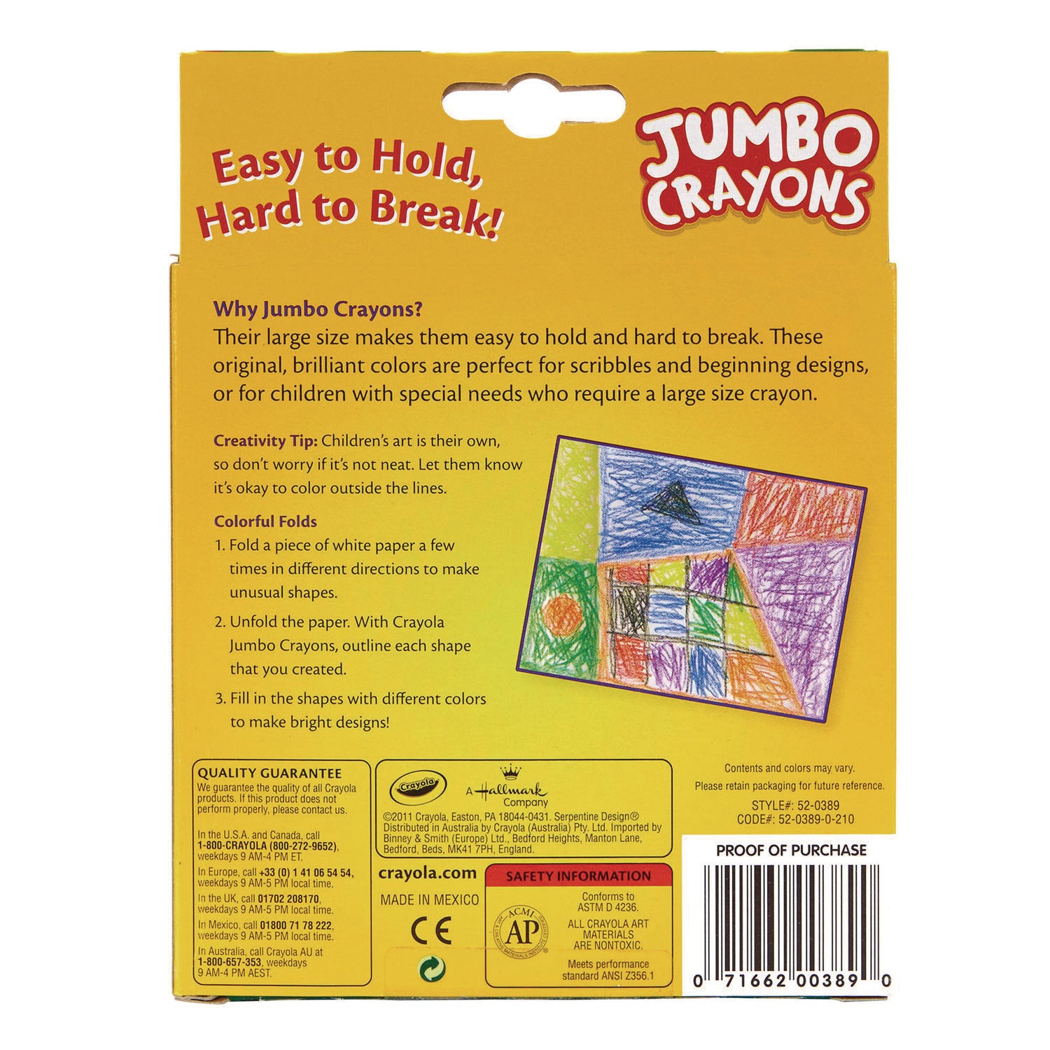 Jumbo Crayons, Assorted Colors, 8/Box