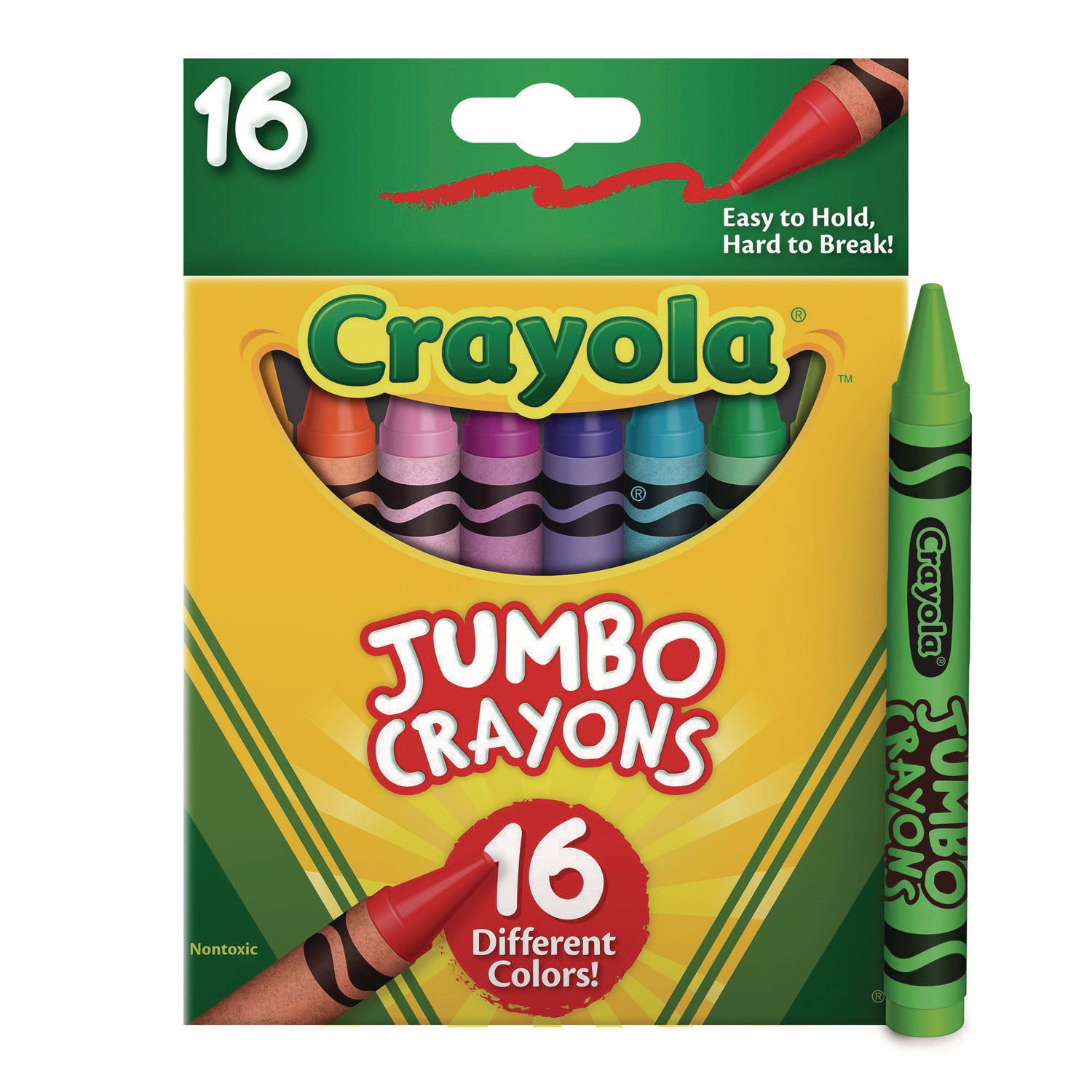 Jumbo Crayons, Assorted, 16/Box - 2