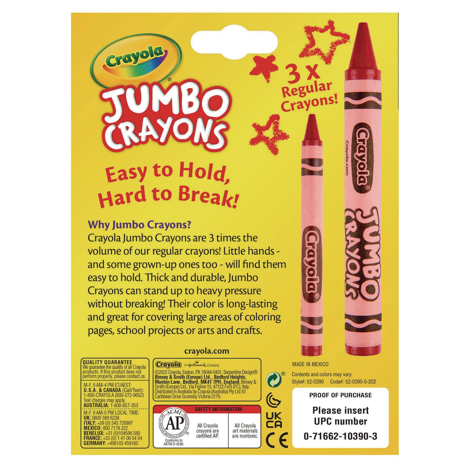 Jumbo Crayons, Assorted, 16/Box - 3