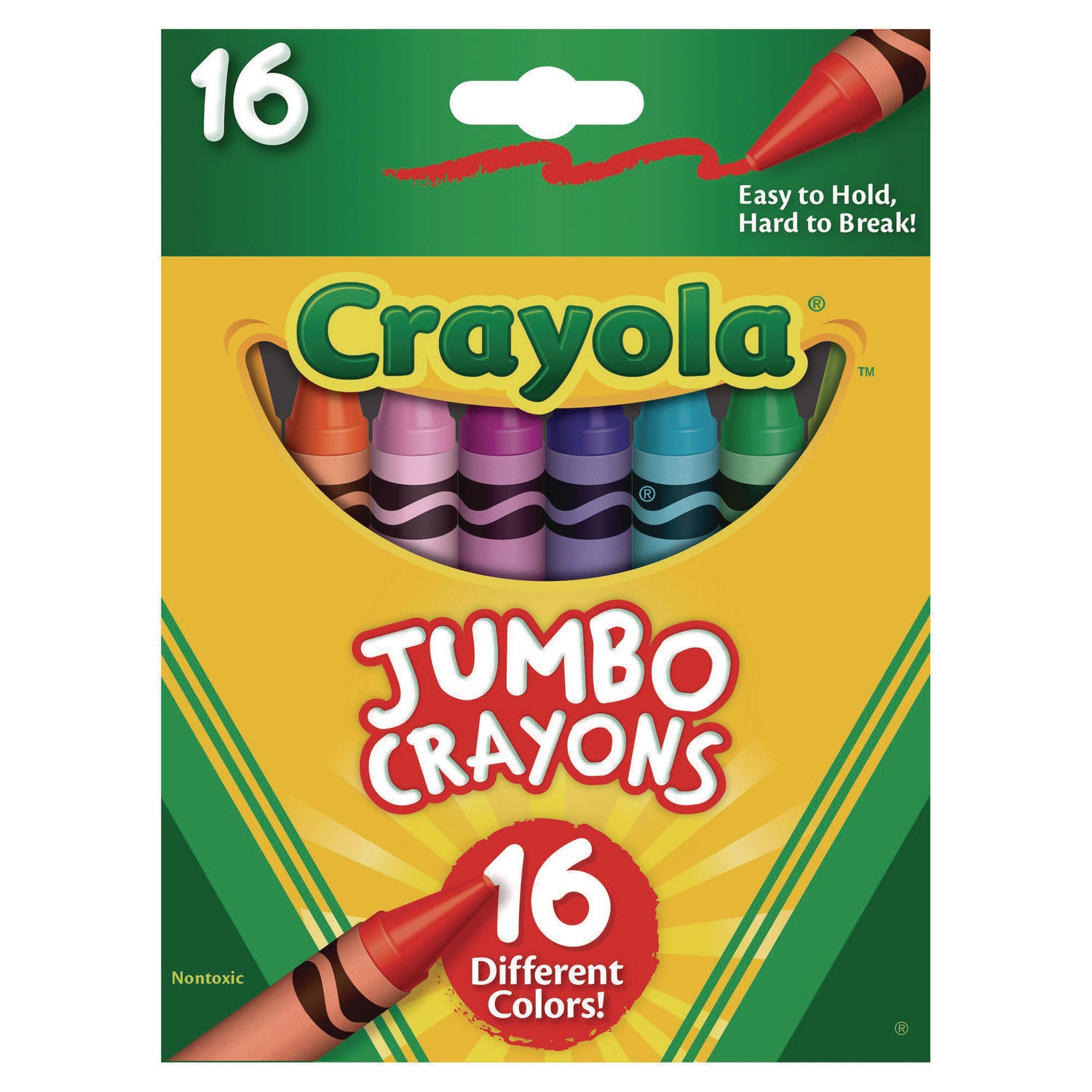 Jumbo Crayons, Assorted, 16/Box - 1