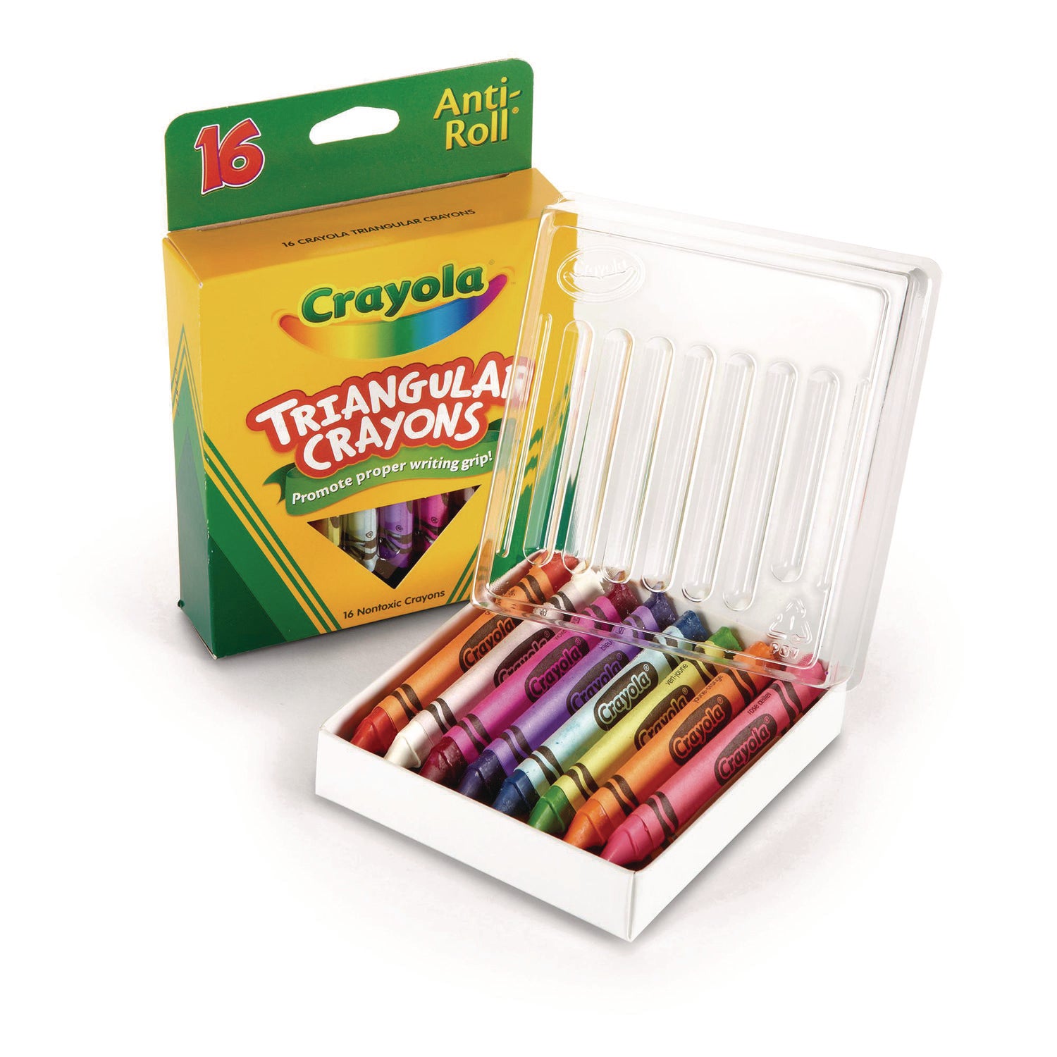 Crayola Triangular Anti-roll Crayons - Assorted - 16 / Box