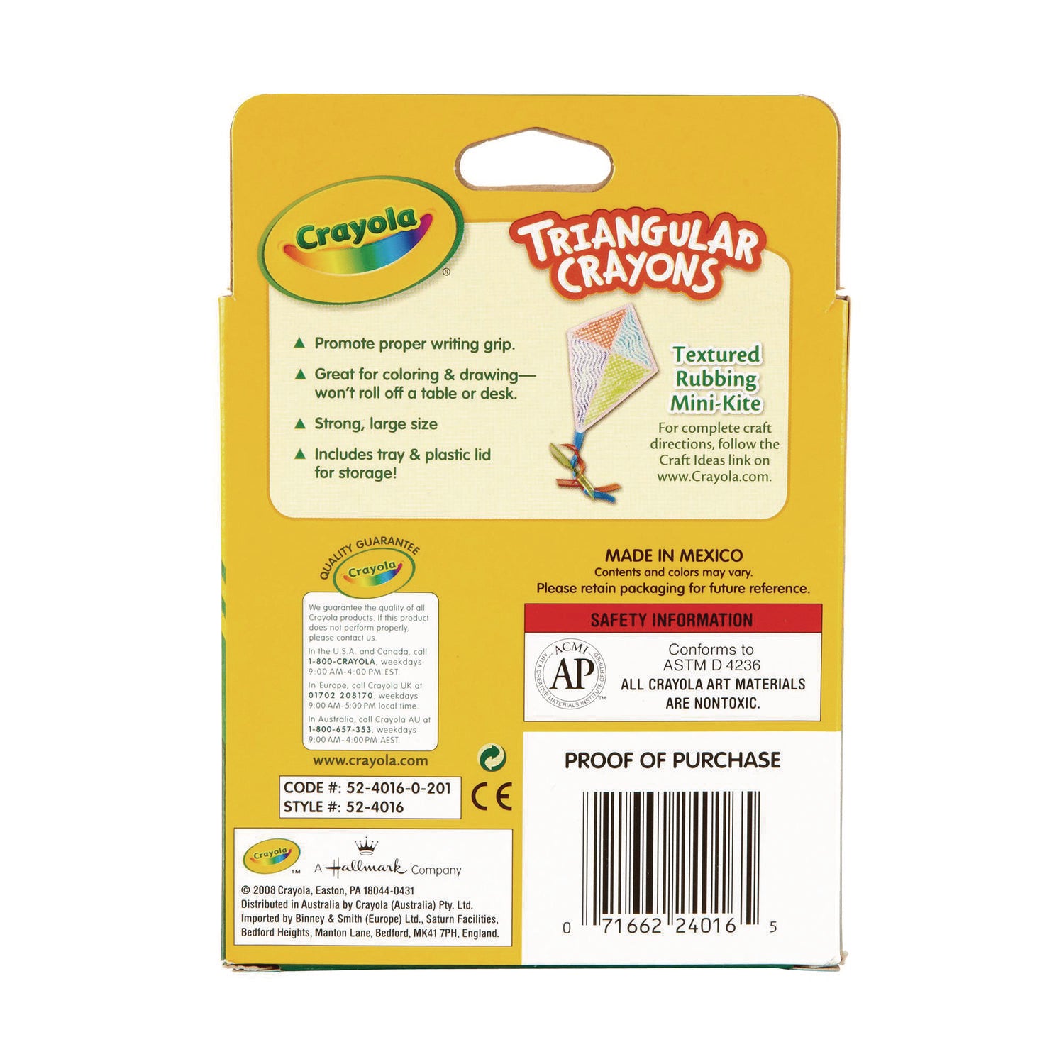 Crayola Triangular Anti-roll Crayons - Assorted - 16 / Box