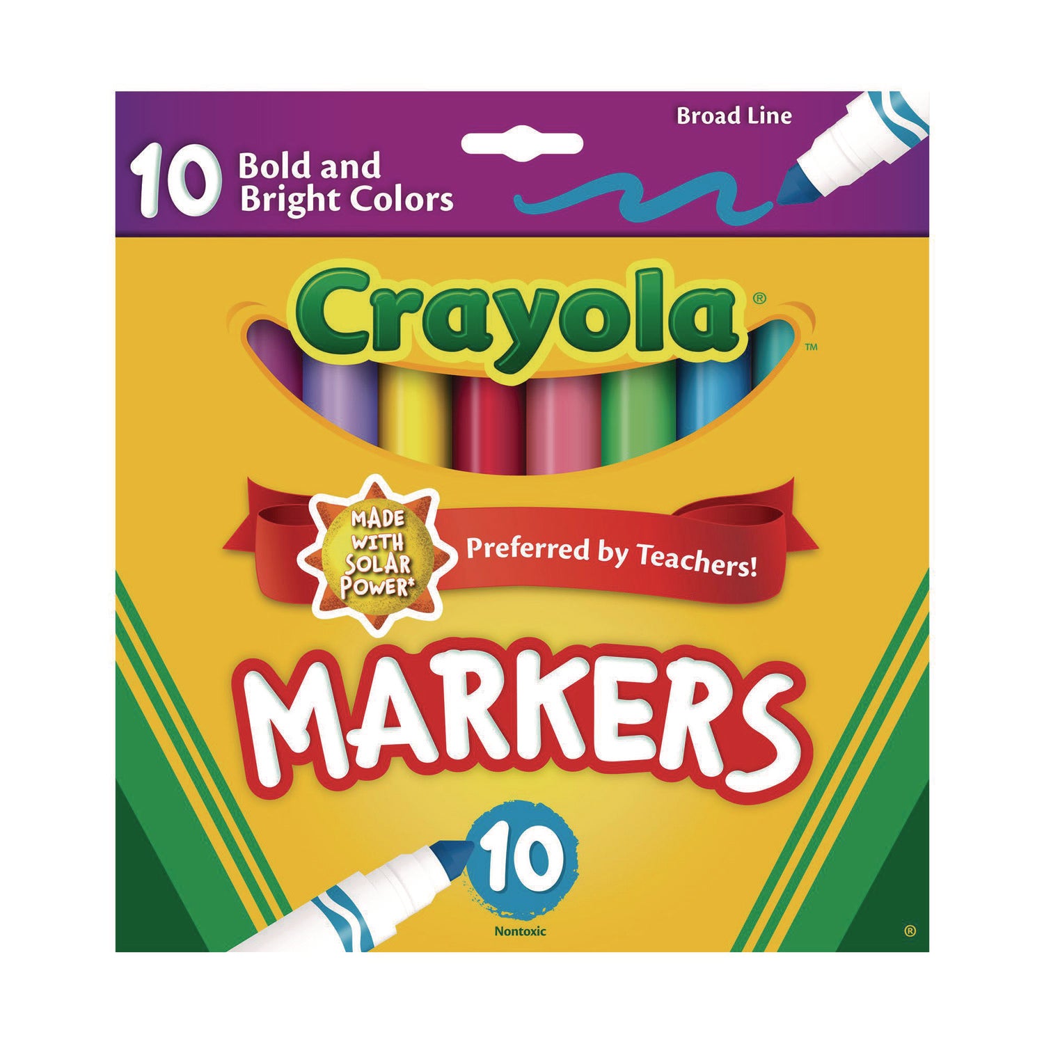 Non-Washable Marker, Broad Bullet Tip, Assorted Tropical Colors, 10/Pack - 1