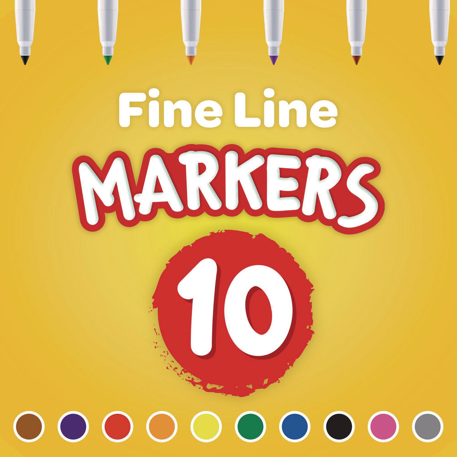 NON-WASHABLE MARKER, FINE BULLET TIP, ASSORTED CLASSIC COLORS, 10/PACK
