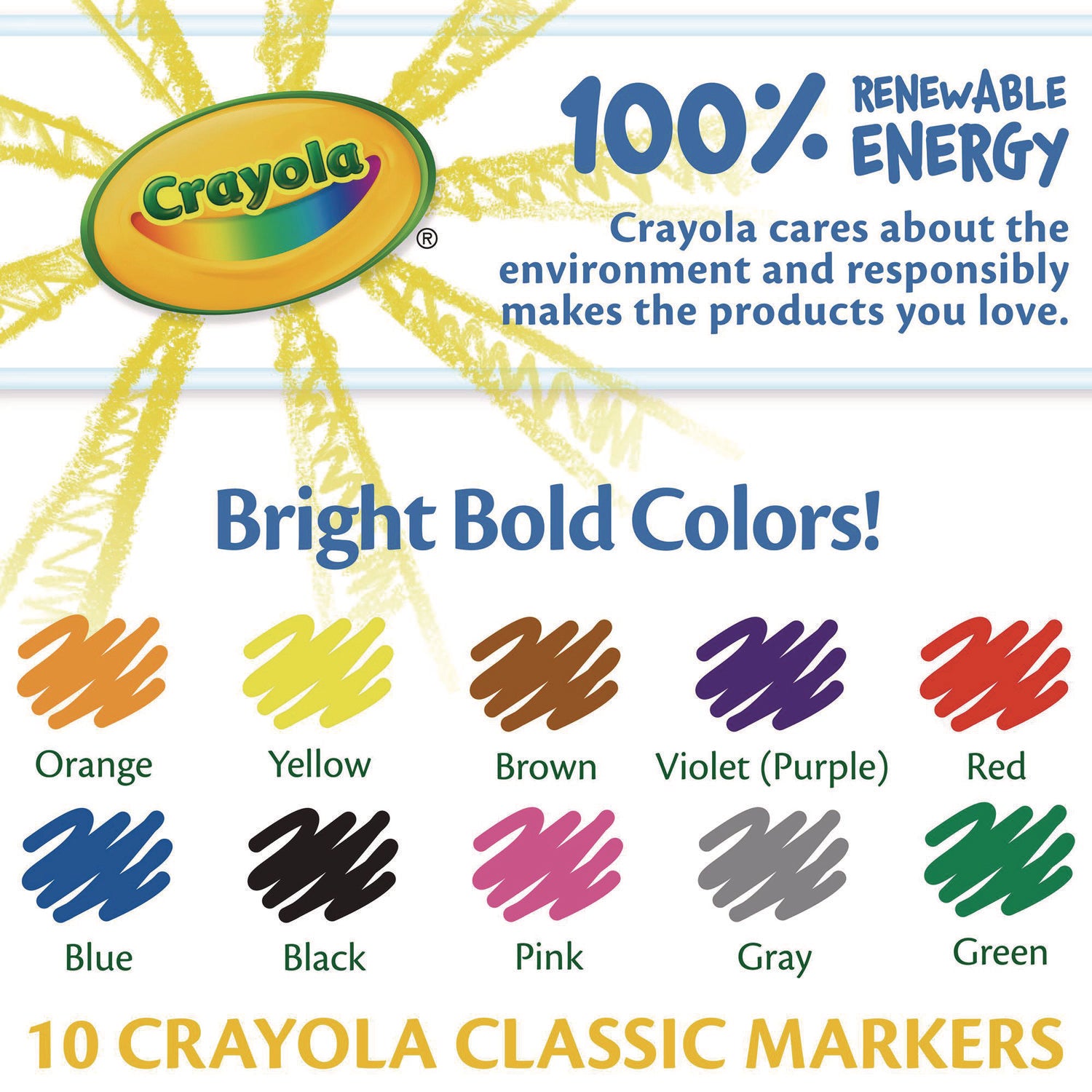 NON-WASHABLE MARKER, FINE BULLET TIP, ASSORTED CLASSIC COLORS, 10/PACK