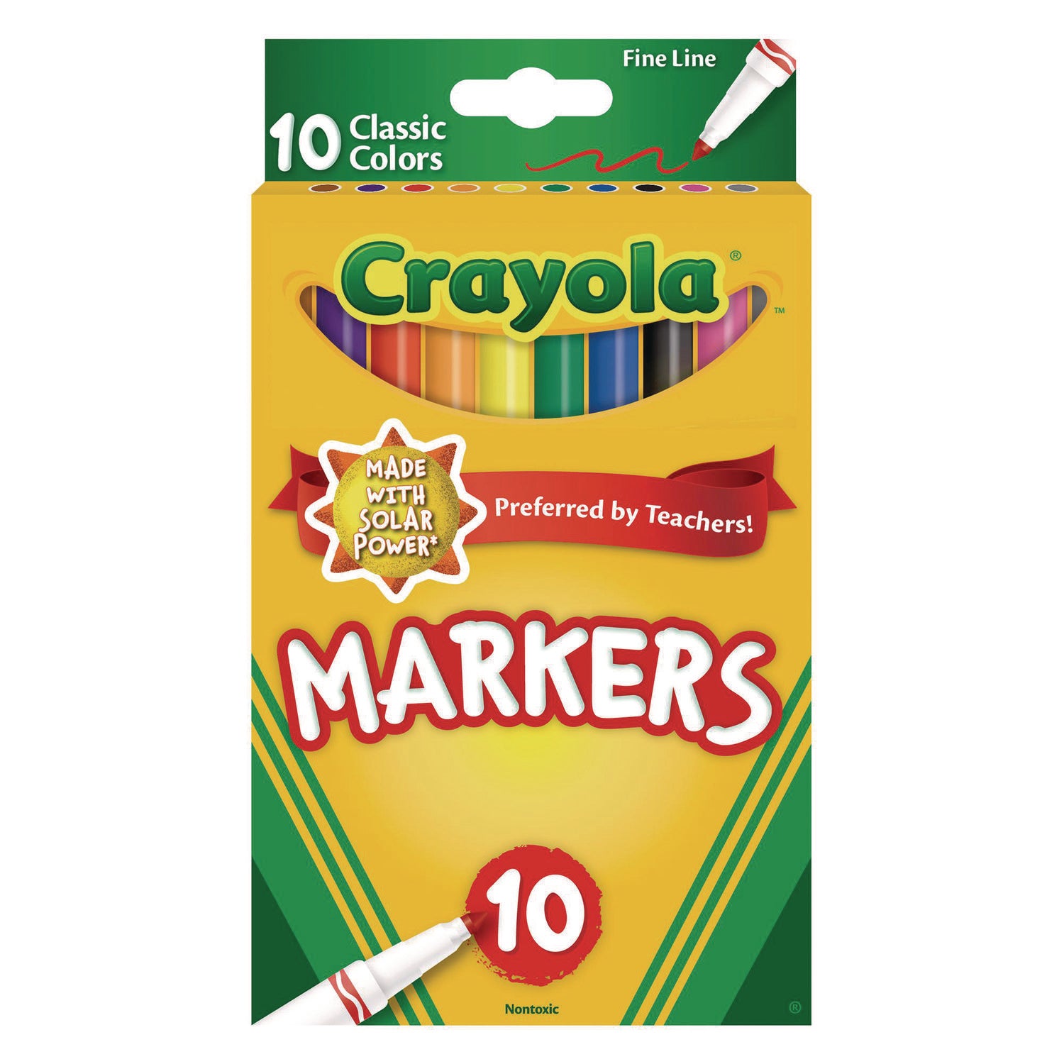 NON-WASHABLE MARKER, FINE BULLET TIP, ASSORTED CLASSIC COLORS, 10/PACK - 1