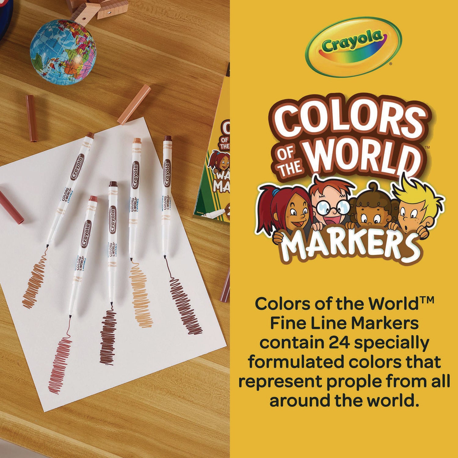Colors of the World Washable Markers, Fine Bullet Tip, Assorted Colors, 24/Pack