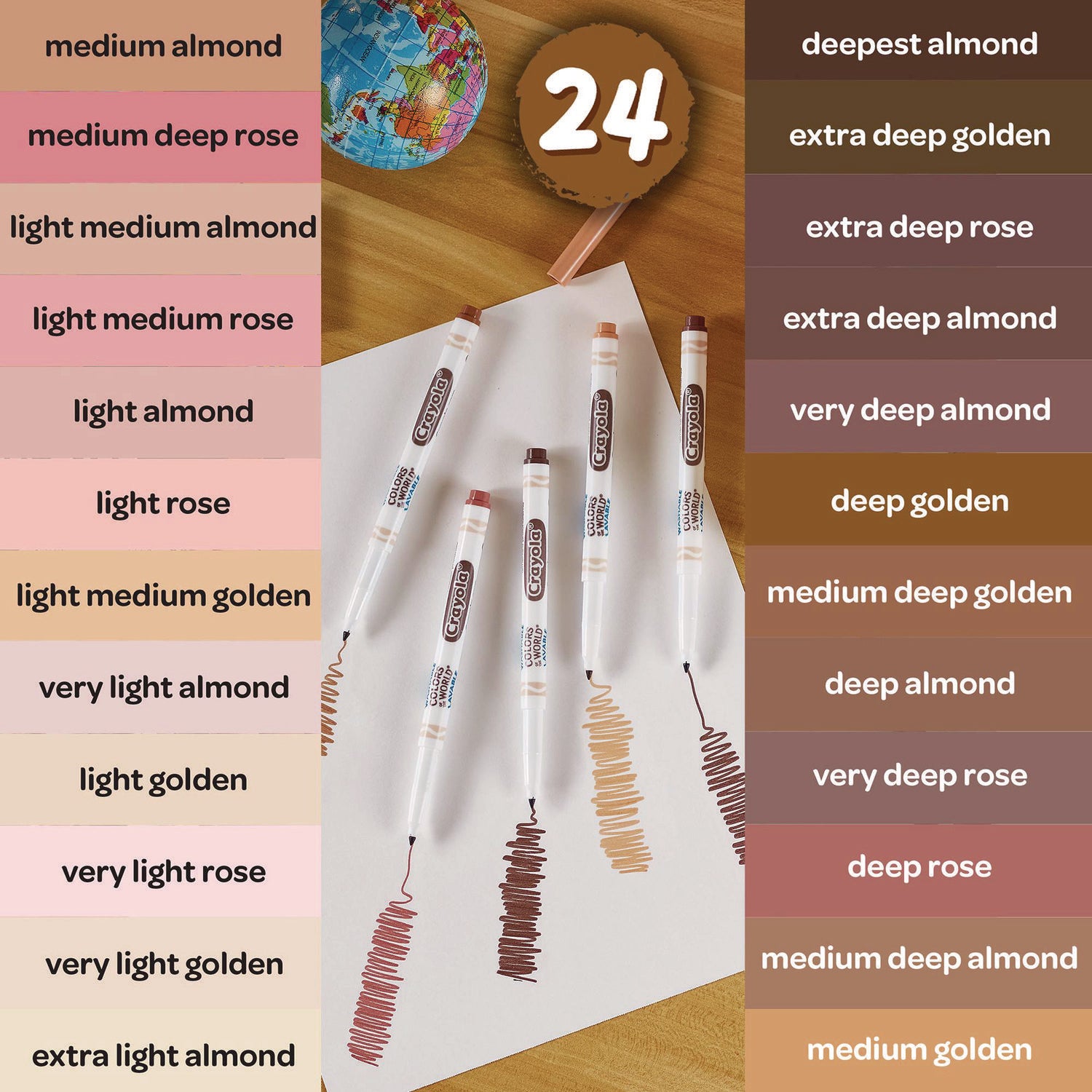 Colors of the World Washable Markers, Fine Bullet Tip, Assorted Colors, 24/Pack - 4