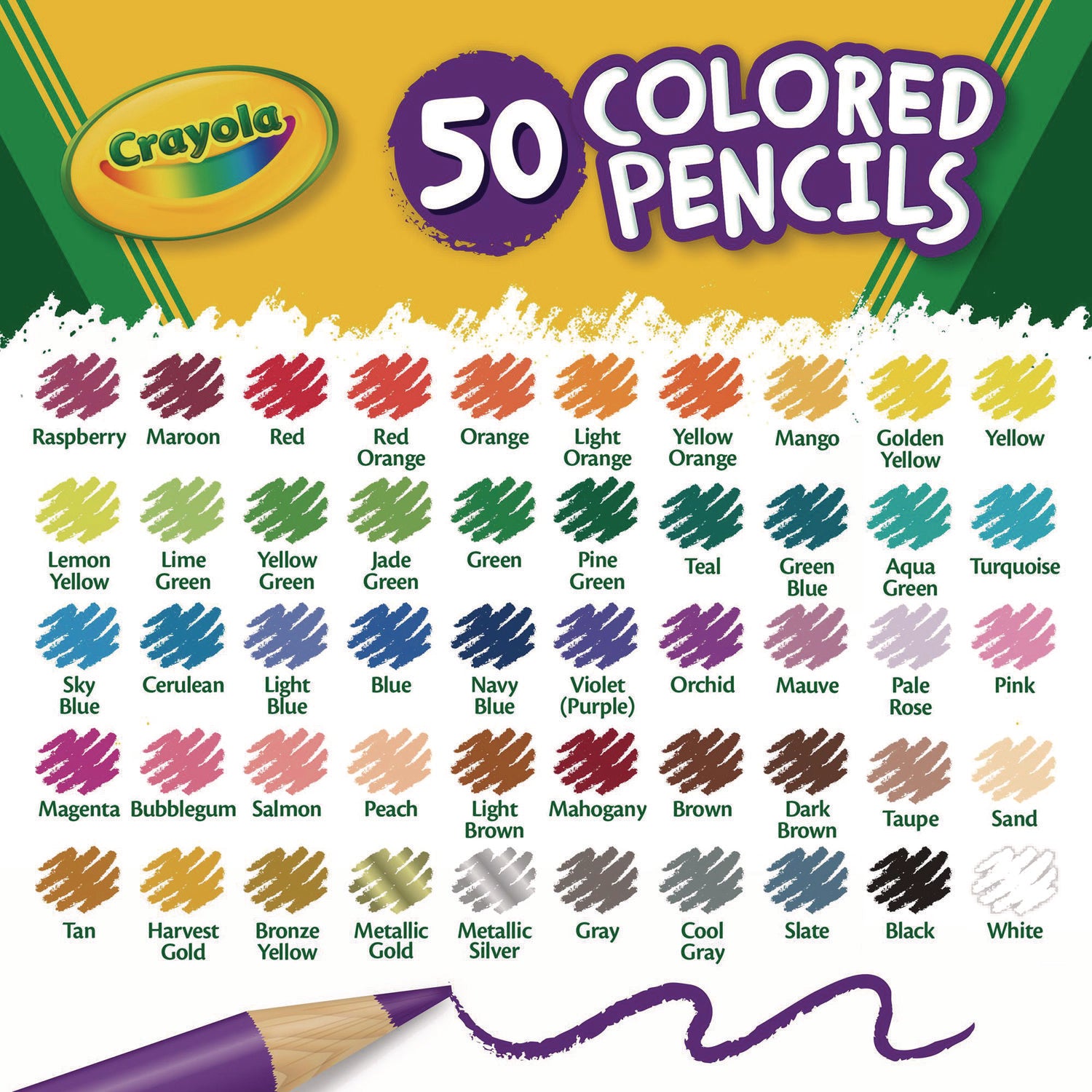 Long-Length Colored Pencil Set, 3.3 mm, 2B, Assorted Lead and Barrel Colors, 50/Box