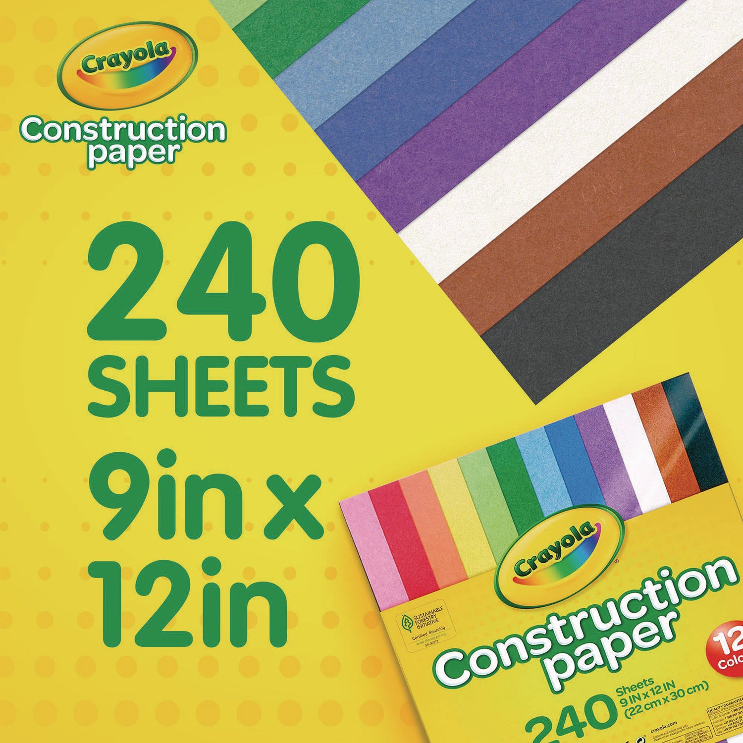 Construction Paper, 9 x 12, Assorted Colors, 240 Sheets/Pack - 2