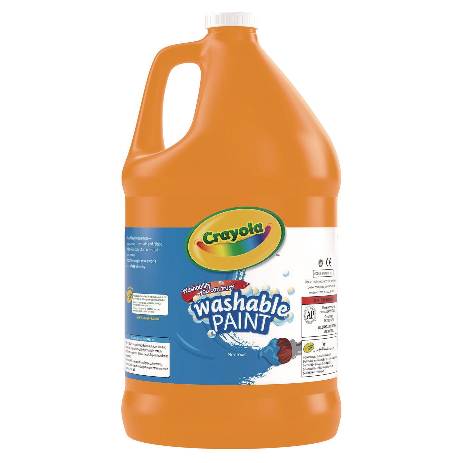 Washable Paint, Orange, 1 gal Bottle - 6