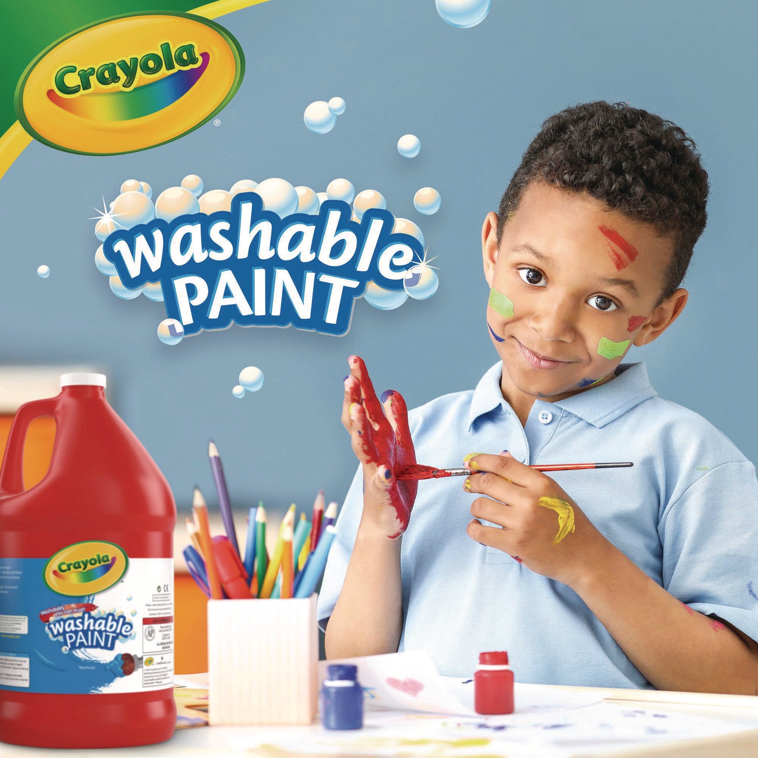 Washable Paint, Red, 1 gal Bottle - 2
