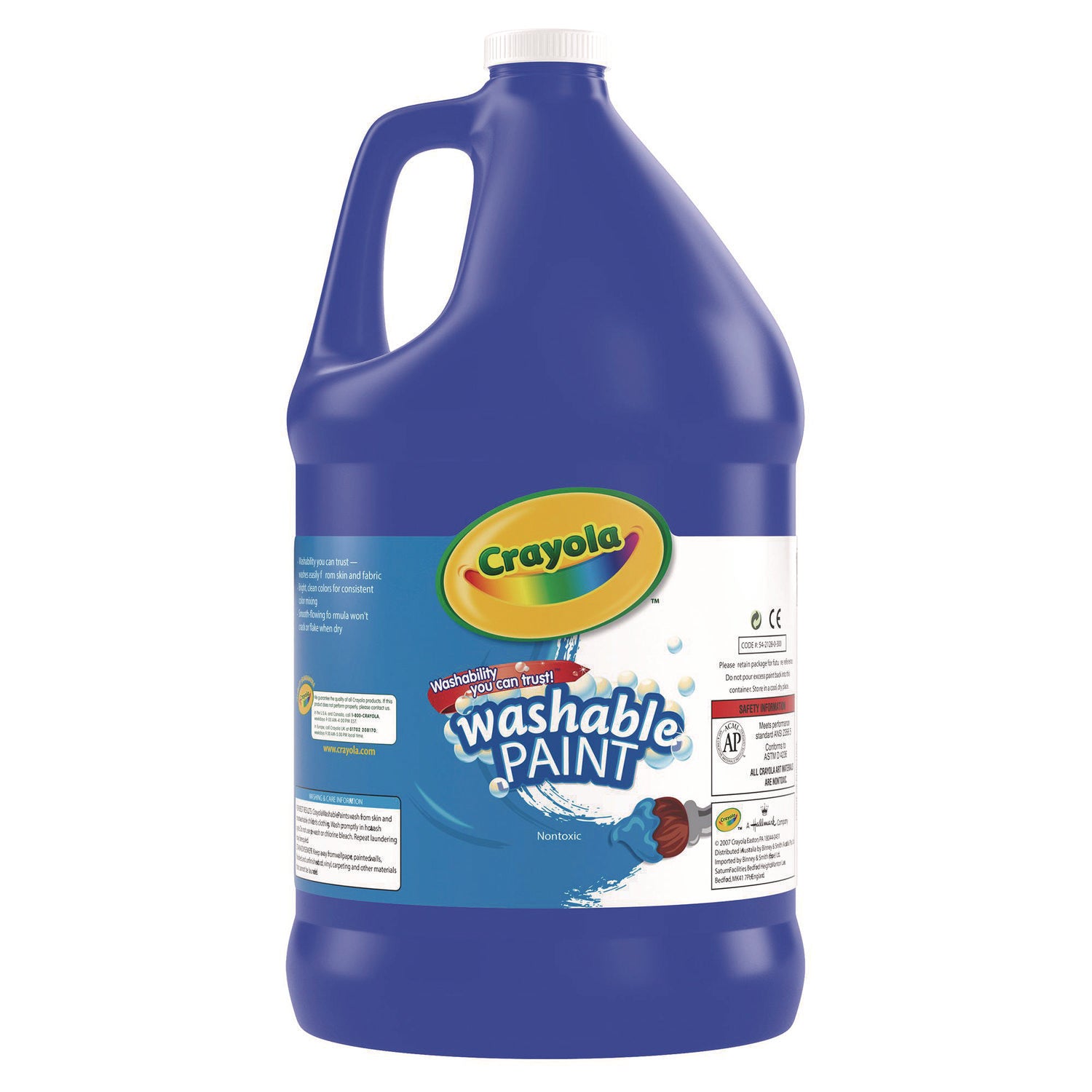 Washable Paint, Blue, 1 gal Bottle - 6