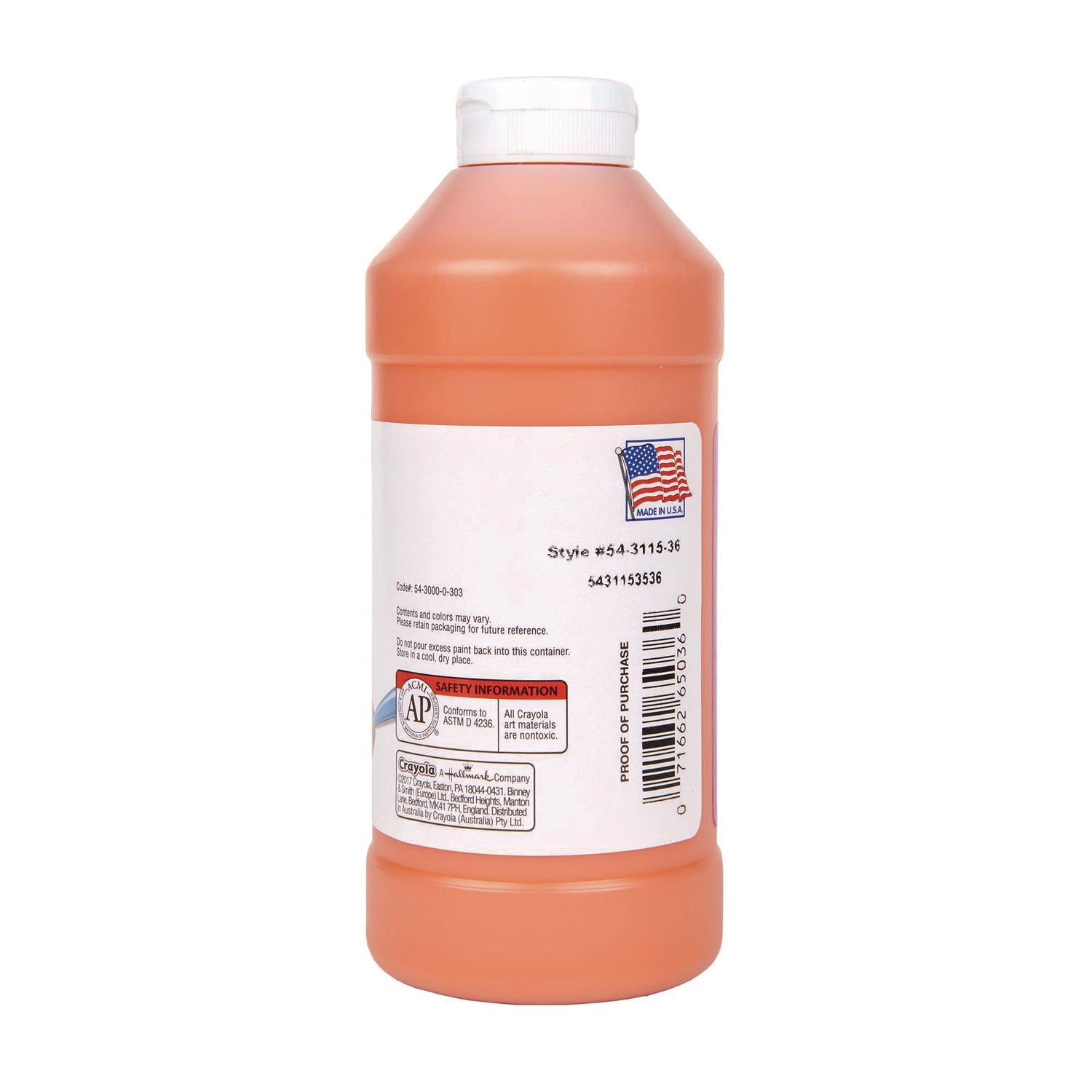 Artista II Washable Tempera Paint, Orange, 16 oz Bottle - 6