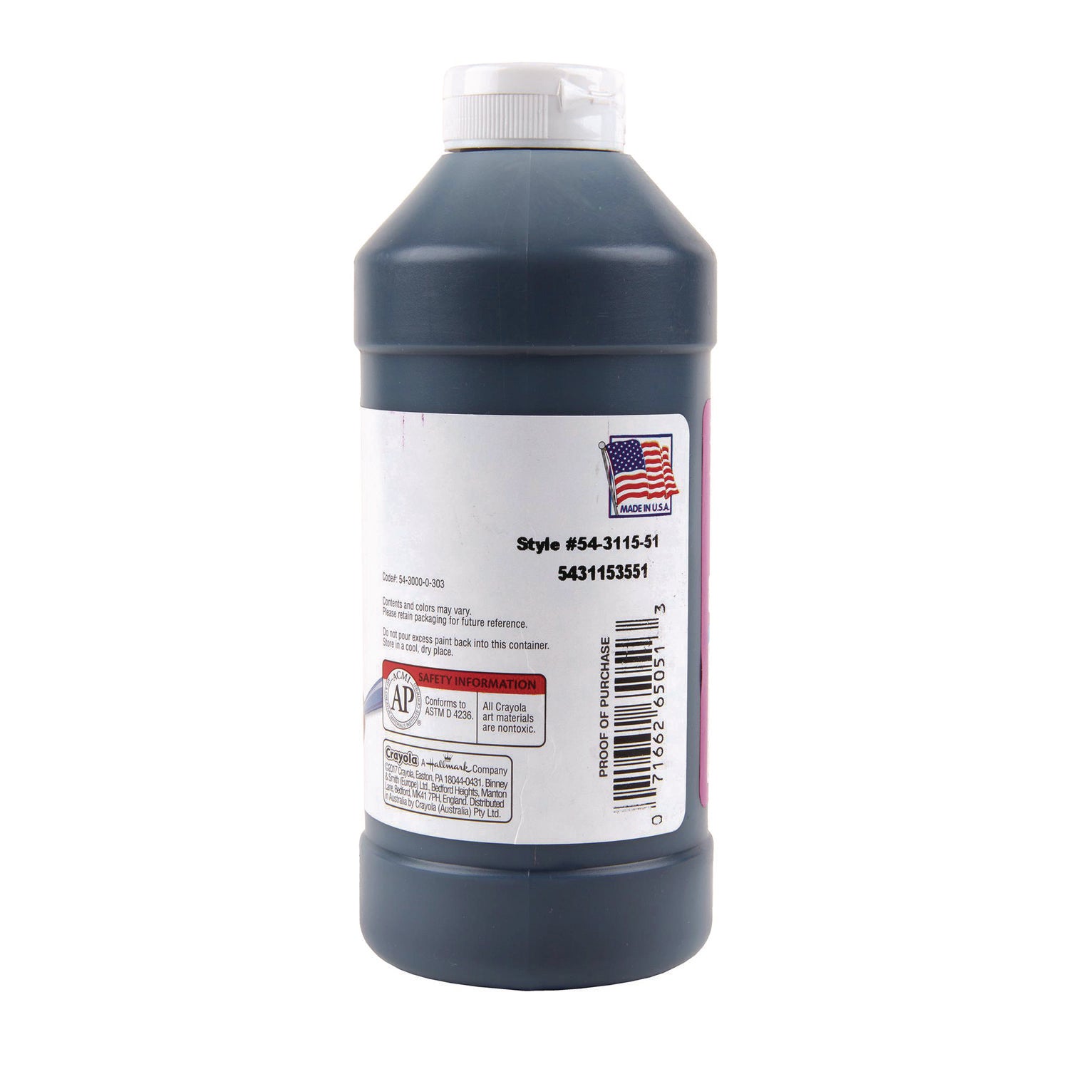 Artista II Washable Tempera Paint, Black, 16 oz Bottle - 6