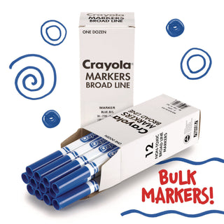 Broad Line Washable Markers, Broad Bullet Tip, Blue, 12/Box - 2