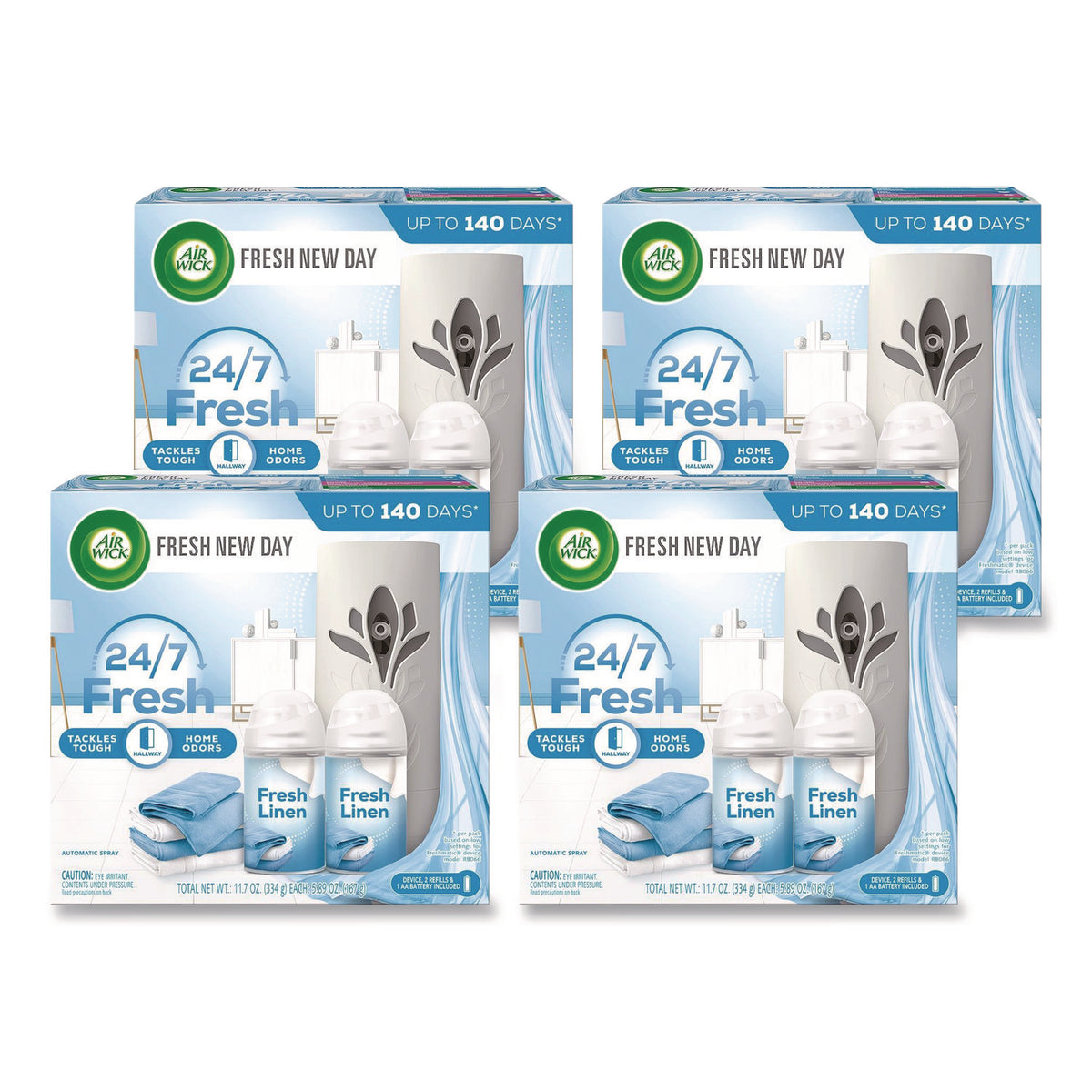 Freshmatic Ultra Automatic Starter Kit, 3.19 x 8.44 x 7.75, White/Gray, Fresh Linen, 4/Carton