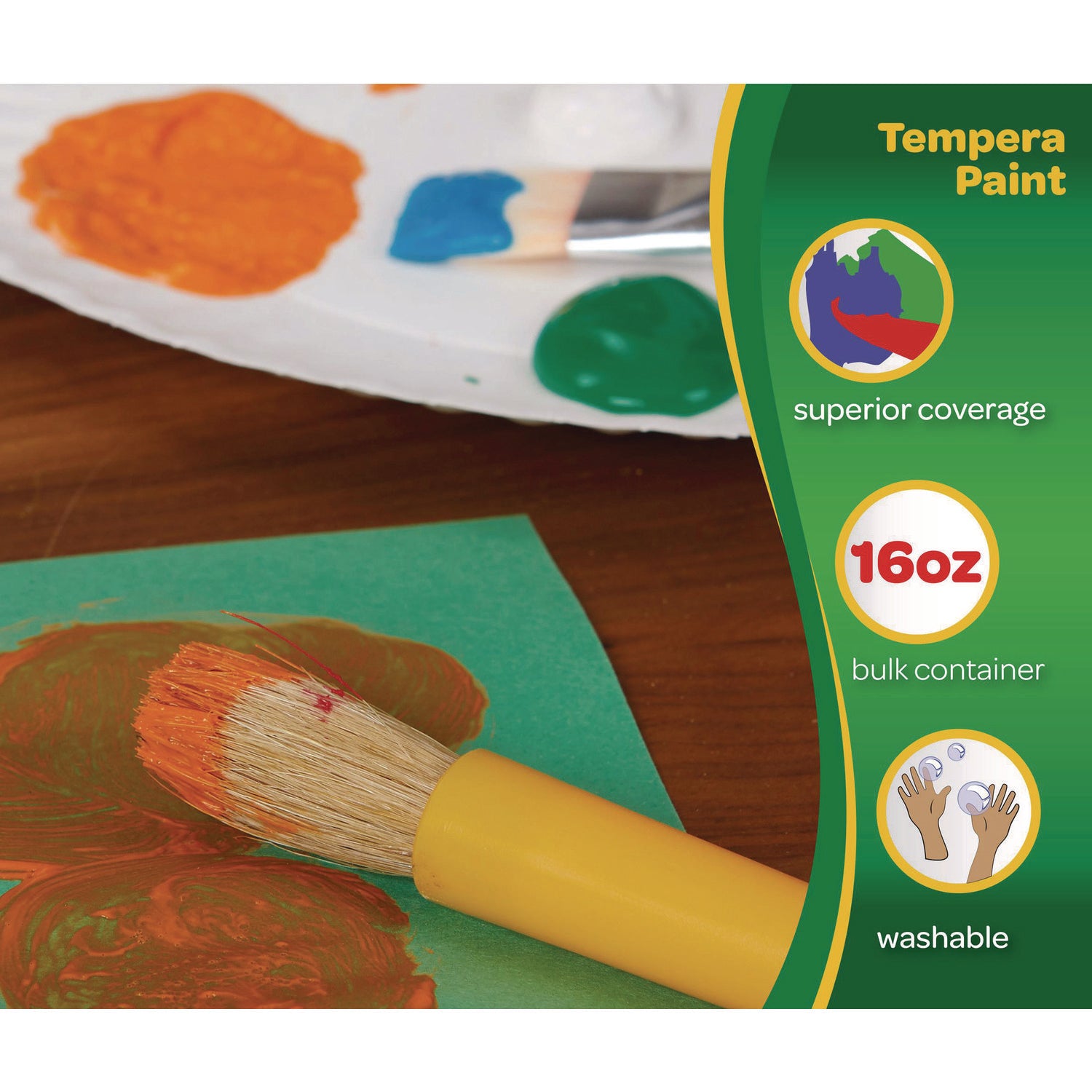 Premier Tempera Paint, Brown, 16 oz Bottle - 2