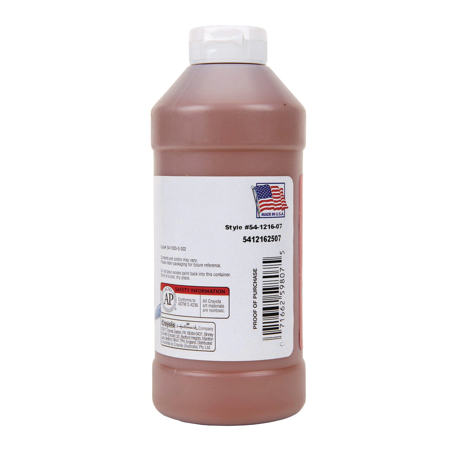 Premier Tempera Paint, Brown, 16 oz Bottle - 6