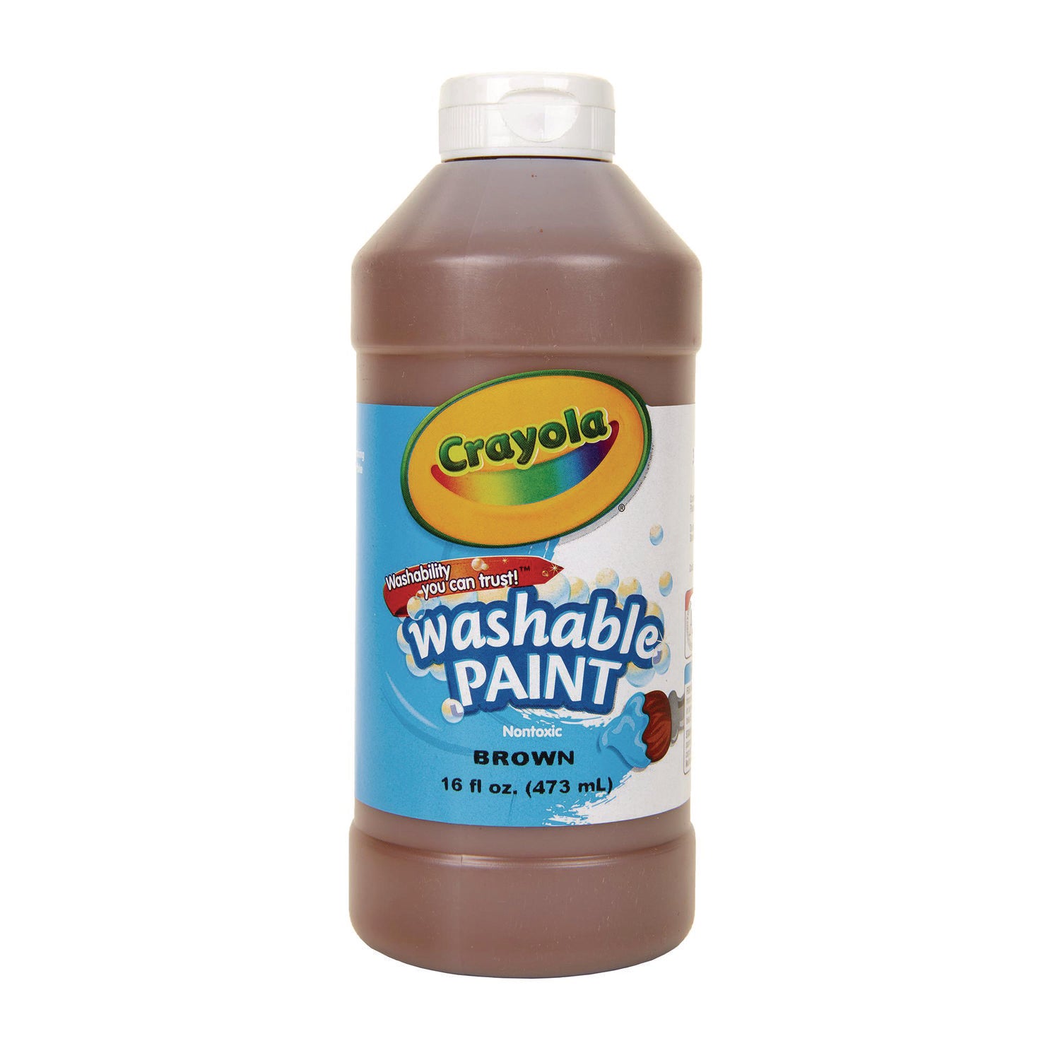 Washable Paint, Brown, 16 oz Bottle - 1