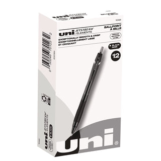 uni Jetstream Elements Ballpoint Pen - Medium Pen Point - 1 mm Pen Point Size - Black Gel-based Ink - 1 Dozen