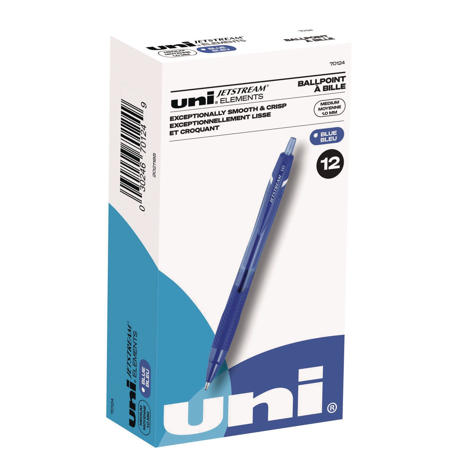 uni Jetstream Elements Ballpoint Pen - Medium Pen Point - 1 mm Pen Point Size - Blue Gel-based Ink - 1 Dozen - 1