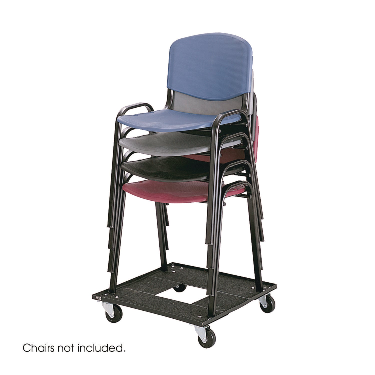Safco Heavy-duty Stacking Chair Cart - 300 lb Capacity - 3" Caster Size - Steel - x 23.1" Width x 23.1" Depth x 4.5" Height - Black - 1 Each - 4