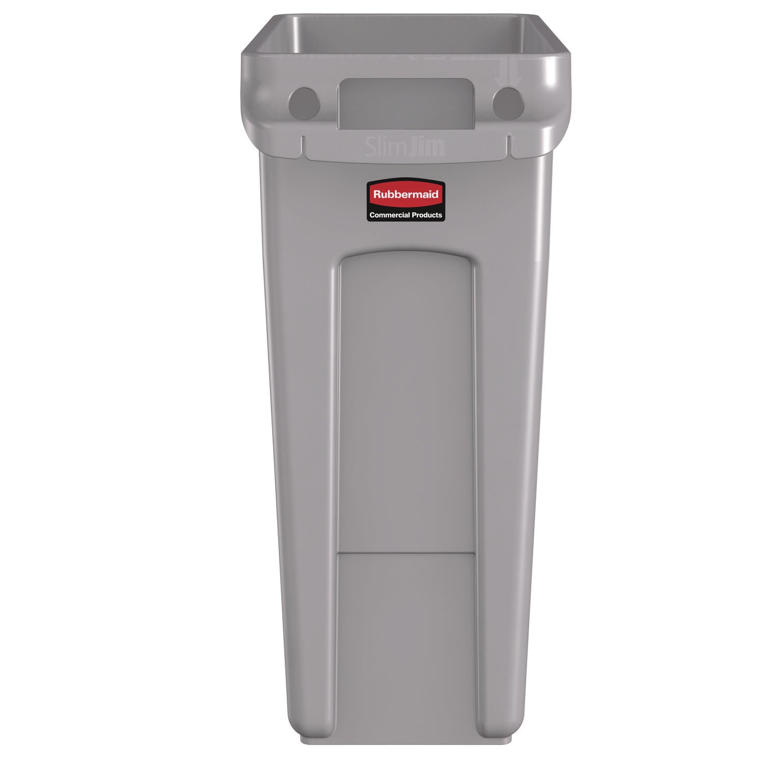 Slim Jim Waste Container with Handles, 15.9 gal, Plastic, Light Gray