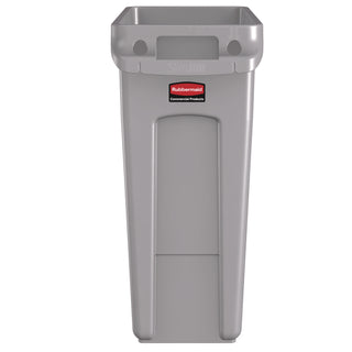 Slim Jim Waste Container with Handles, 15.9 gal, Plastic, Light Gray