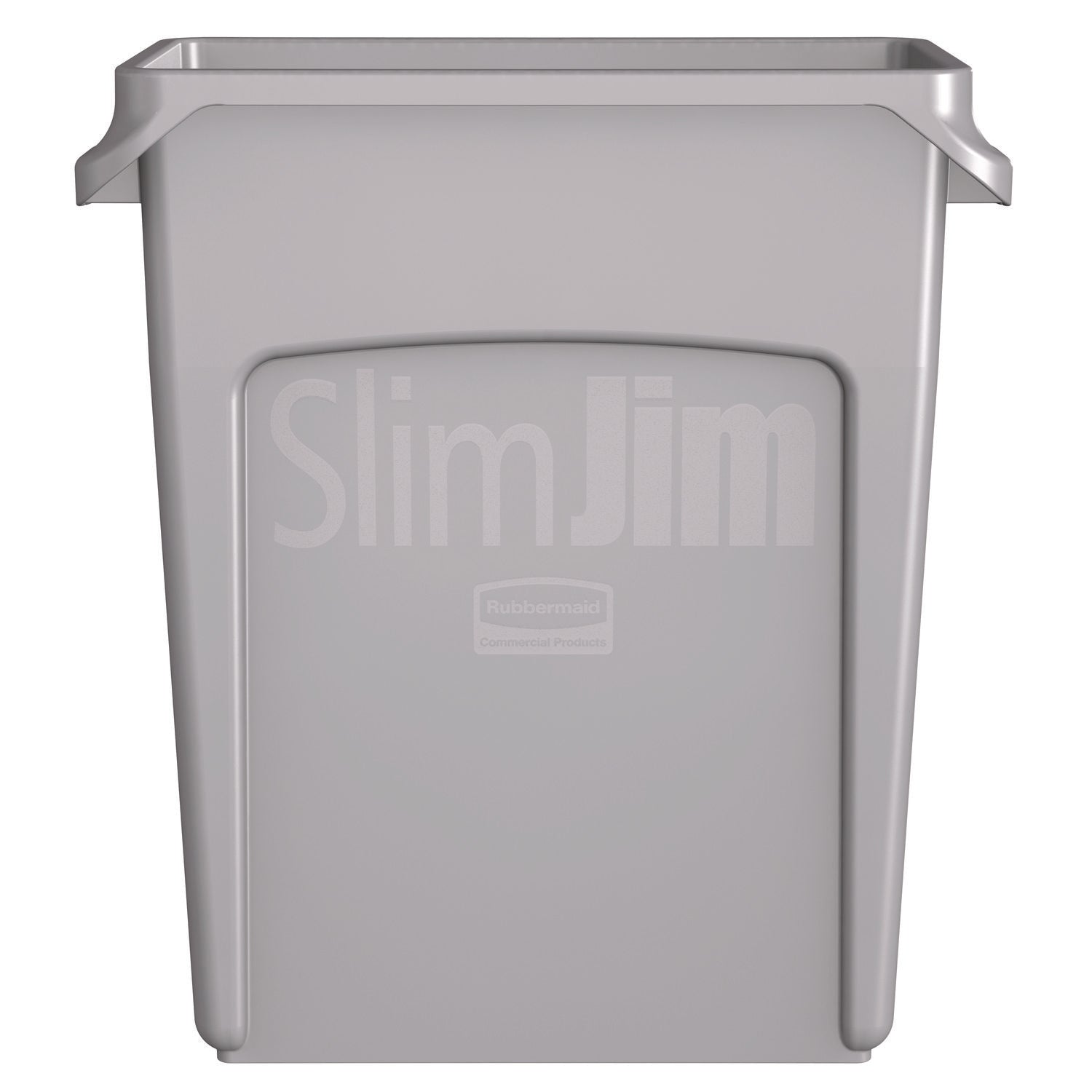 Slim Jim Waste Container with Handles, 15.9 gal, Plastic, Light Gray