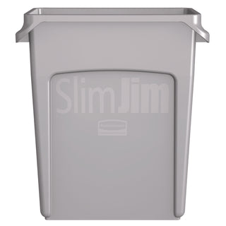 Slim Jim Waste Container with Handles, 15.9 gal, Plastic, Light Gray