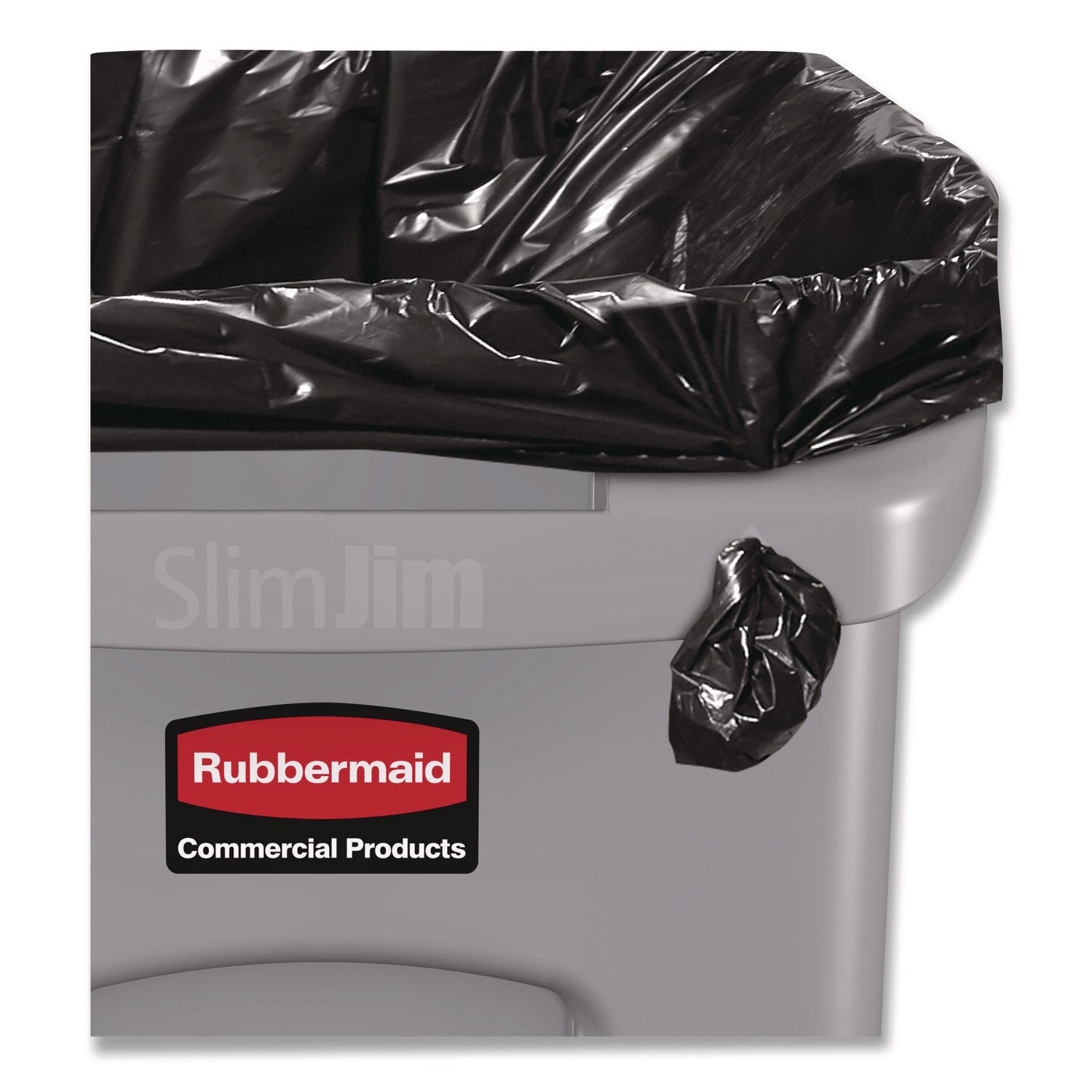 Slim Jim Waste Container with Handles, 15.9 gal, Plastic, Light Gray
