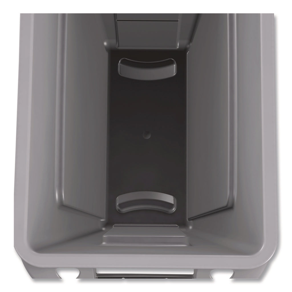 Slim Jim Waste Container with Handles, 15.9 gal, Plastic, Light Gray