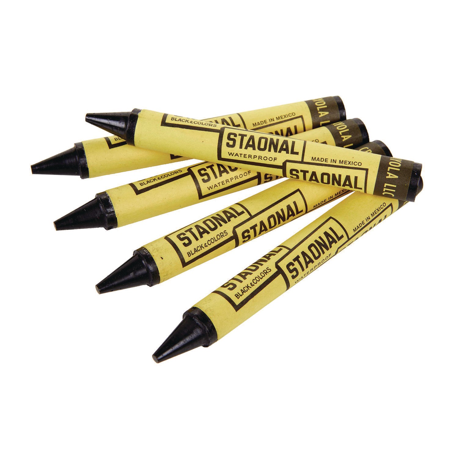 Staonal Marking Crayons, Black, 8/Box
