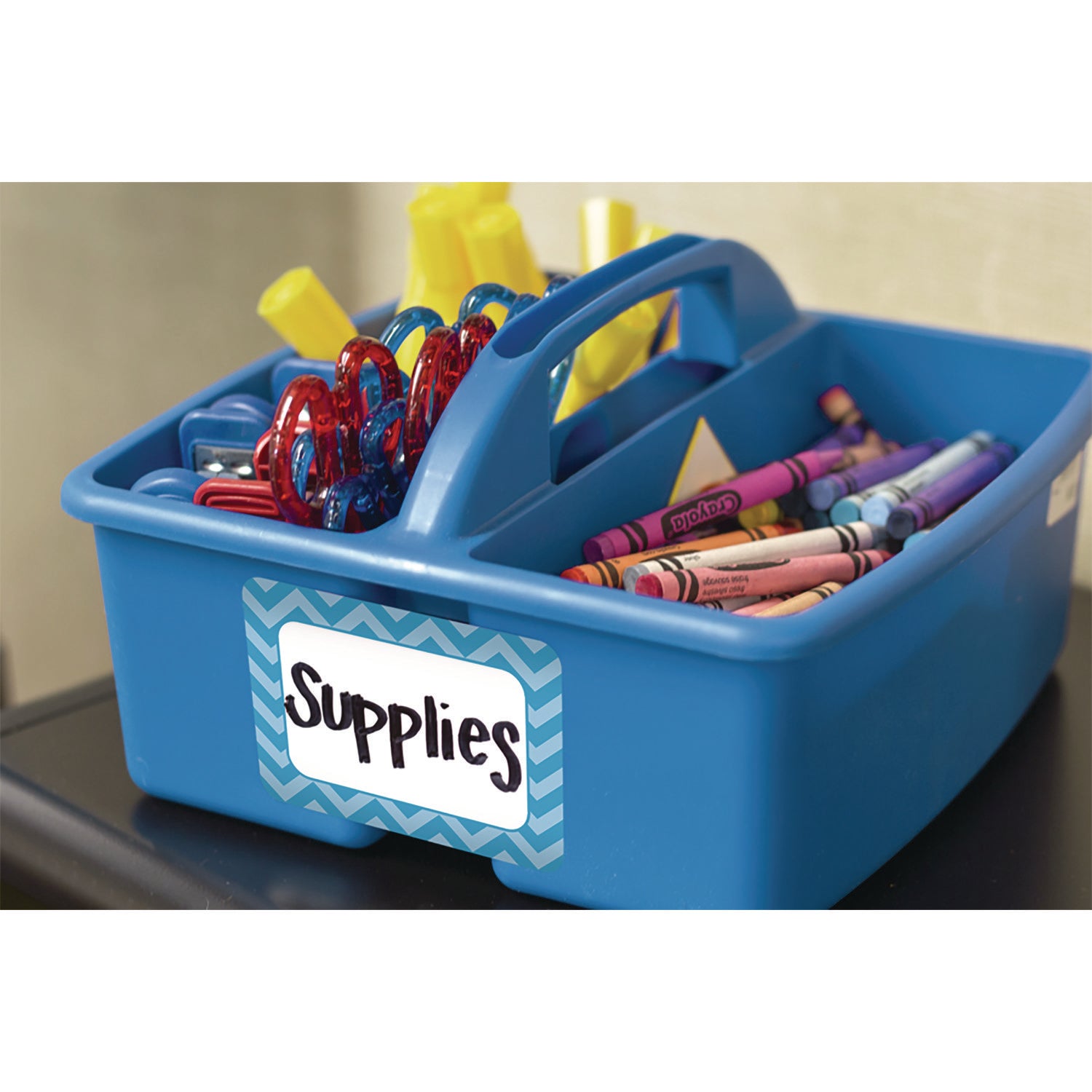 All Grade Self-Adhesive Name Tags, 3.5 x 2.5, Chevron Border Design, Assorted Colors, 36/Pack