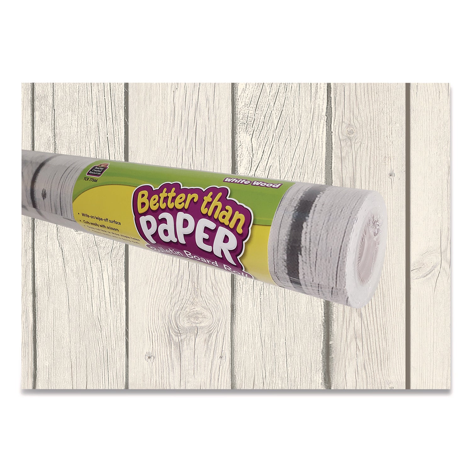 Better Than Paper Bulletin Board Roll, 4 ft x 12 ft, White Wood - 4