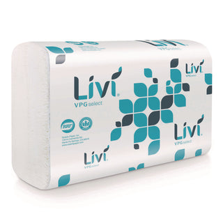 Livi VPG Select Multifold Towel - 1 Ply - Multifold - 9.06" x 9.45" - White - Virgin Fiber - Soft, Embossed, Absorbent, Eco-friendly - For Office Building - 250 Per Pack - 16 / Carton