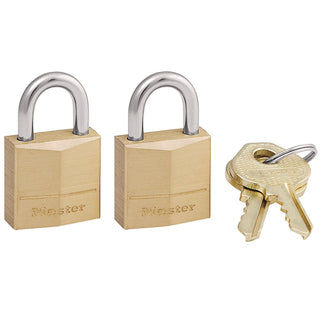 Three-Pin Brass Tumbler Locks, 0.75" Wide, 2 Locks and 2 Keys, 2/Pack - 2