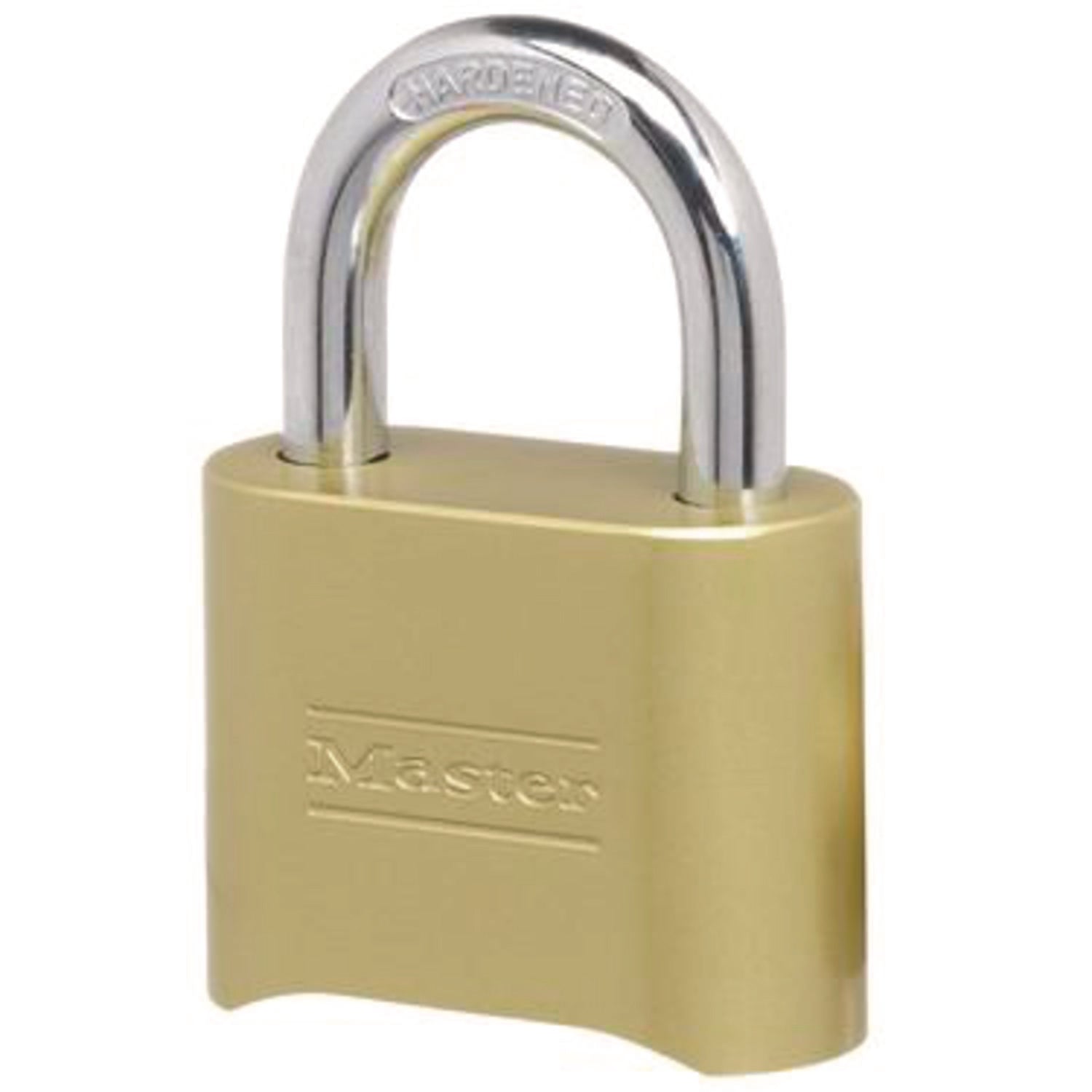 Resettable Combination Padlock, 2" Wide, Brass - 1