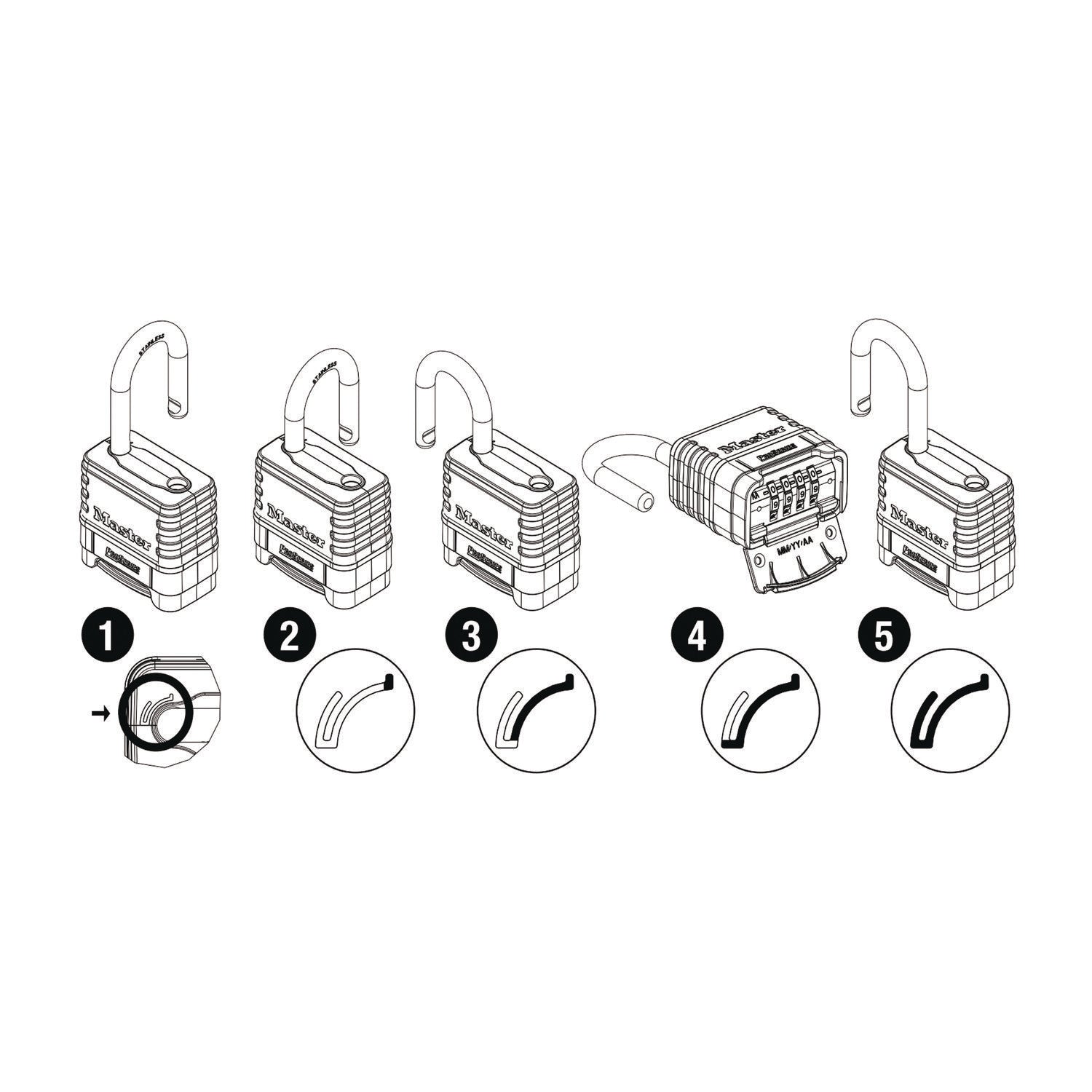 ProSeries Stainless Steel Easy-to-Set Combination Lock, Stainless Steel, 2.18" Wide - 3